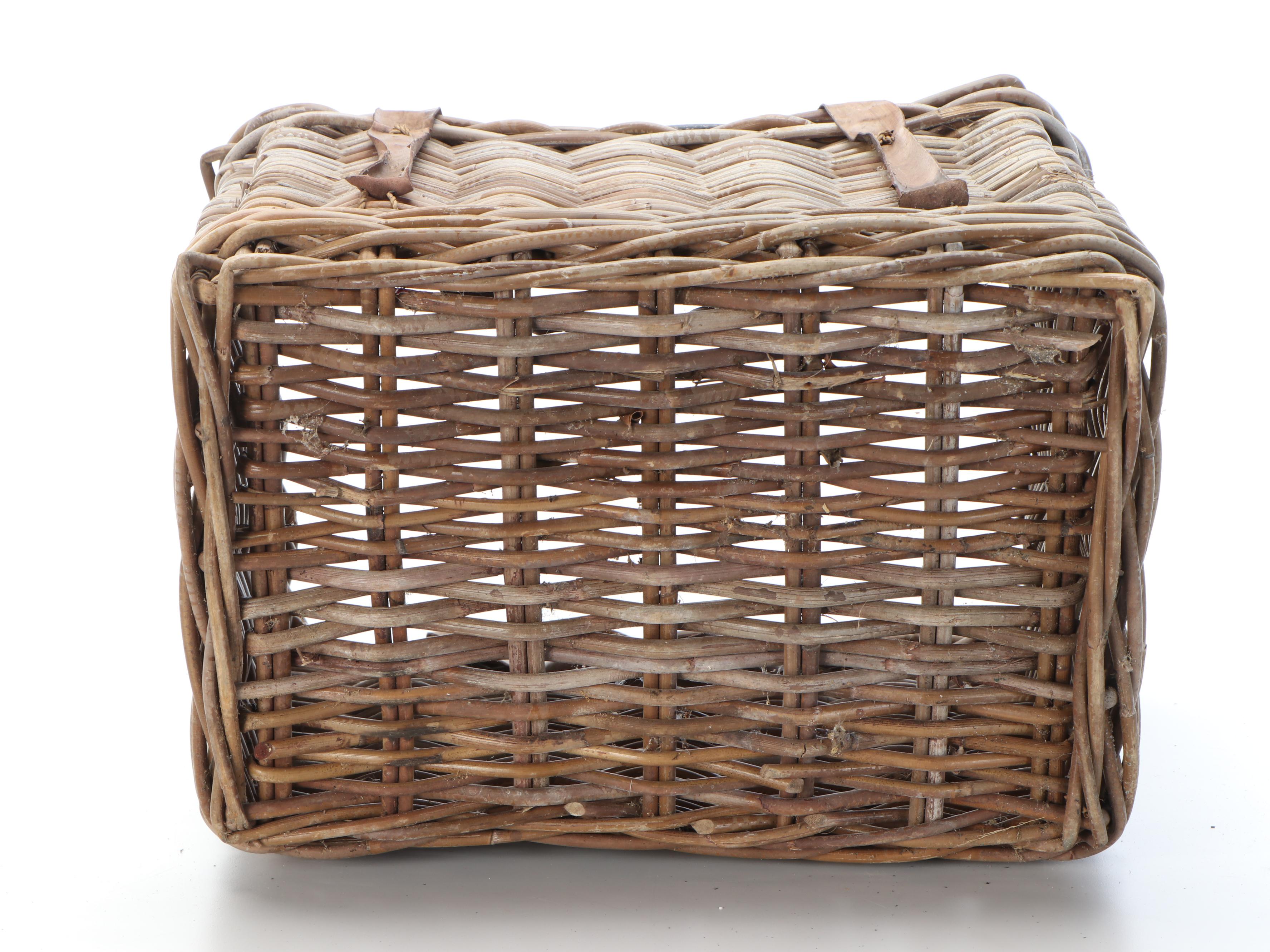 Weighted Duck Decoy and Rattan Wicker Basket with Leather Handles