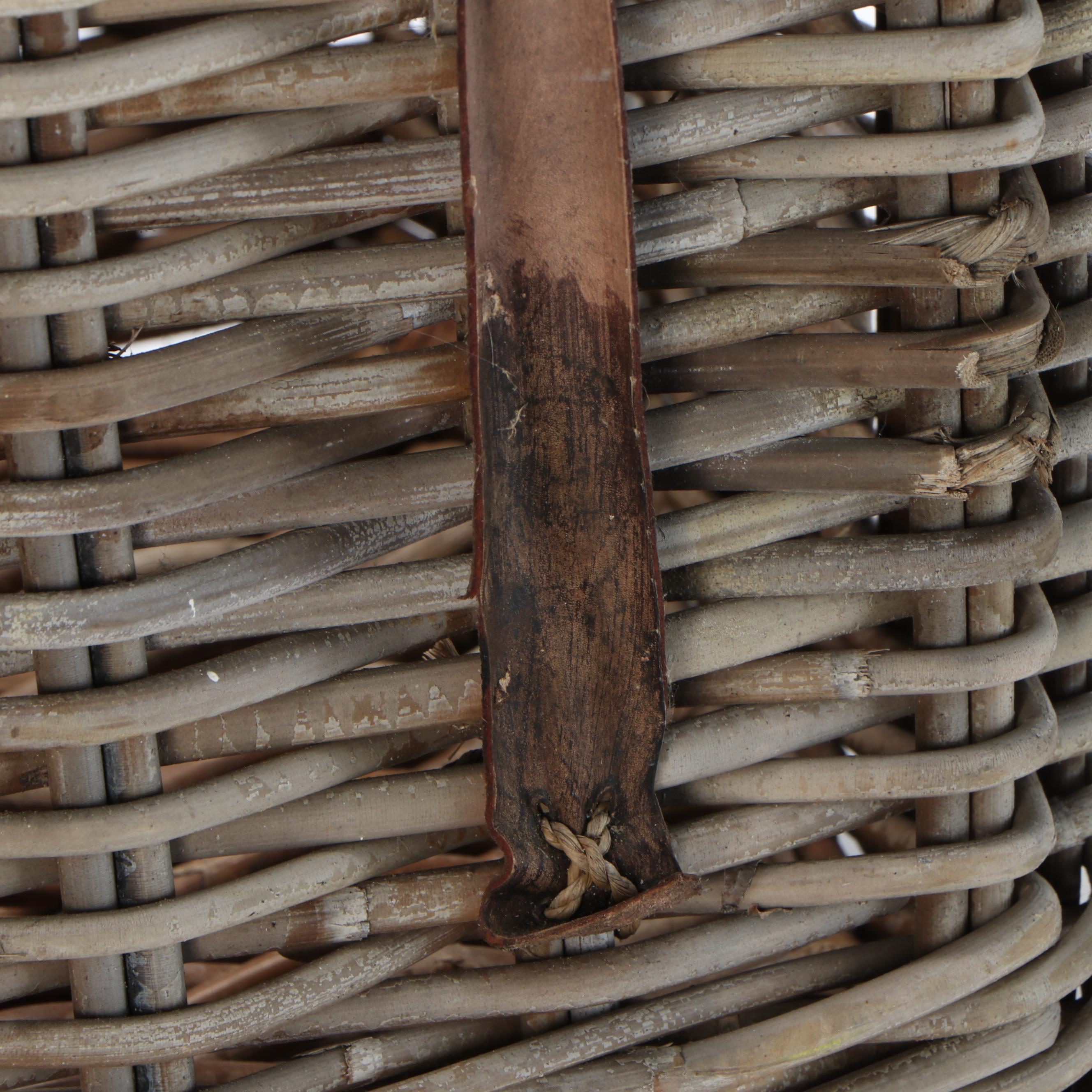 Weighted Duck Decoy and Rattan Wicker Basket with Leather Handles