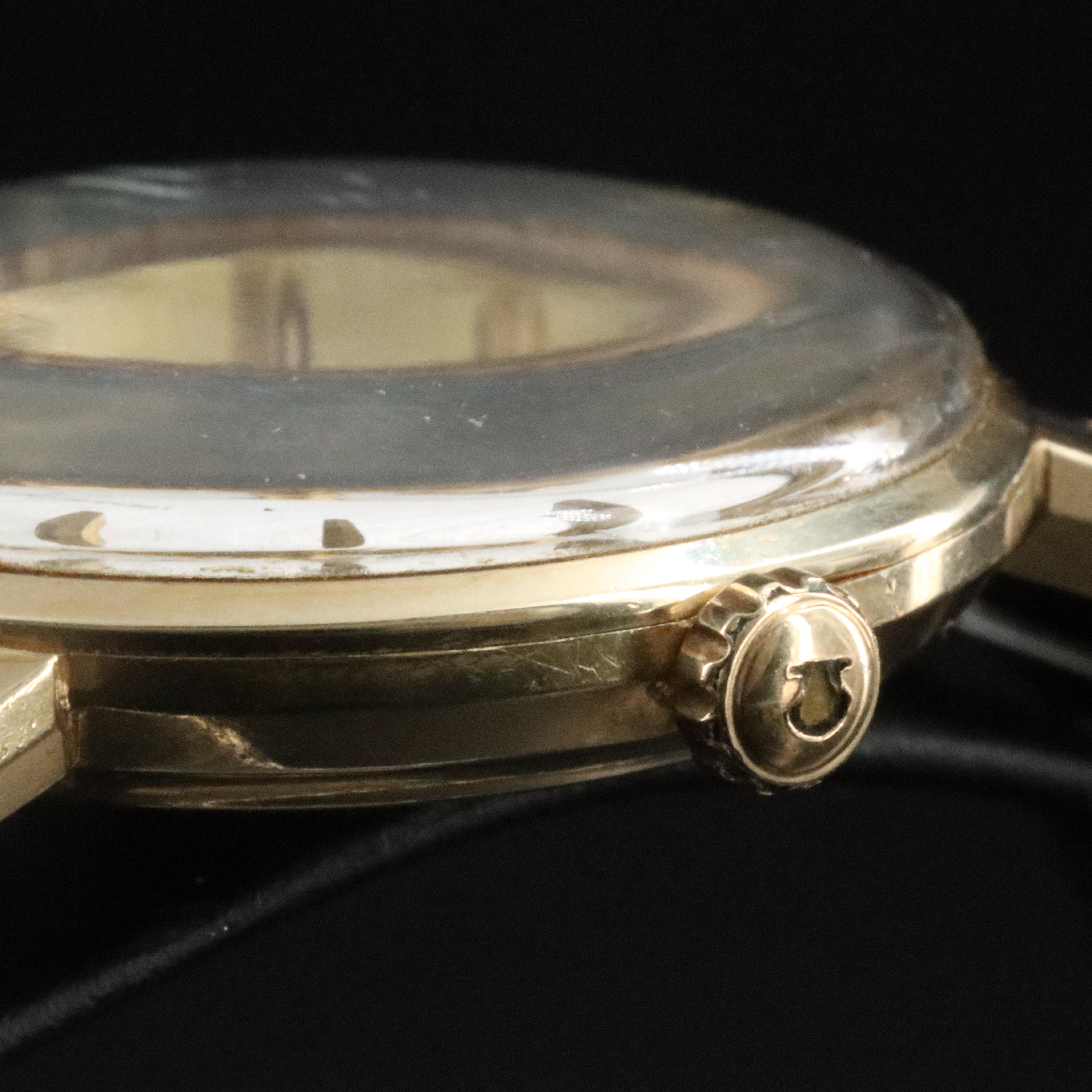 14K Omega Seamaster Linen Dial Automatic Watch