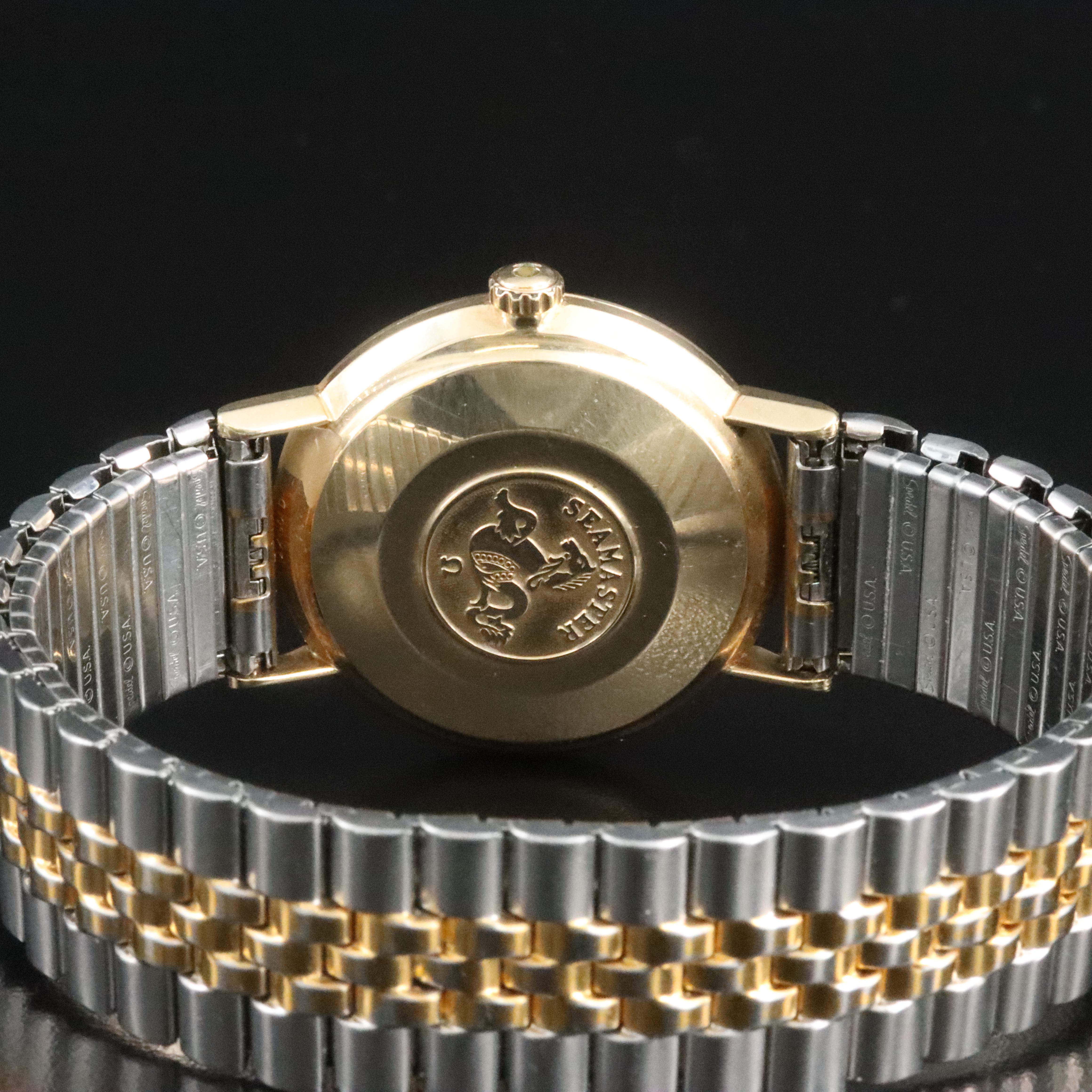 14K Omega Seamaster Linen Dial Automatic Watch