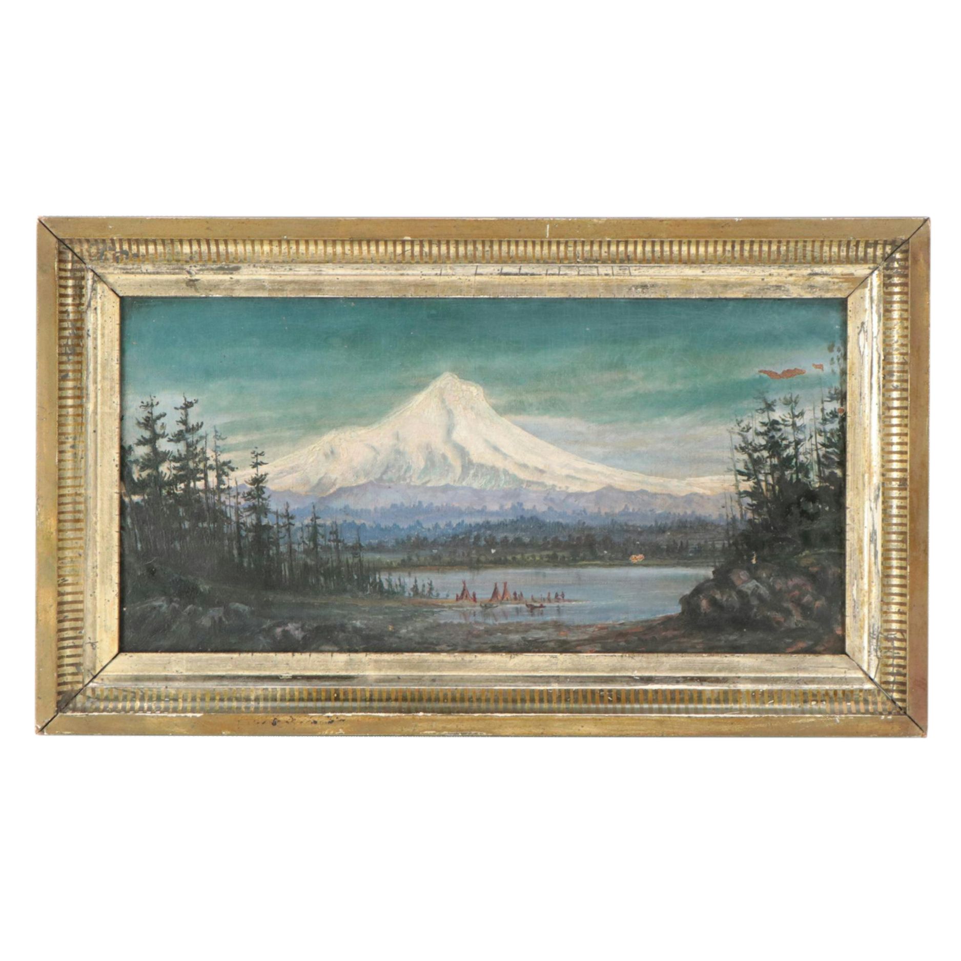 Mountainous Landscape Oil Painting of Mt. Hood, 1884
