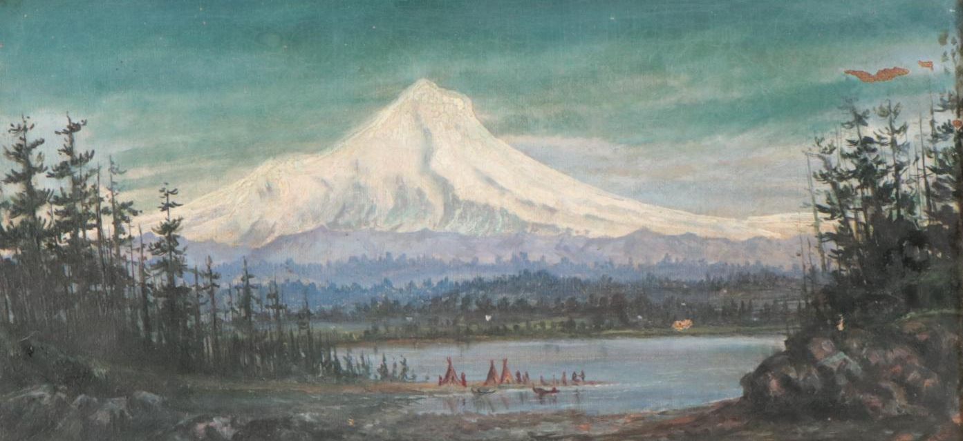 Mountainous Landscape Oil Painting of Mt. Hood, 1884