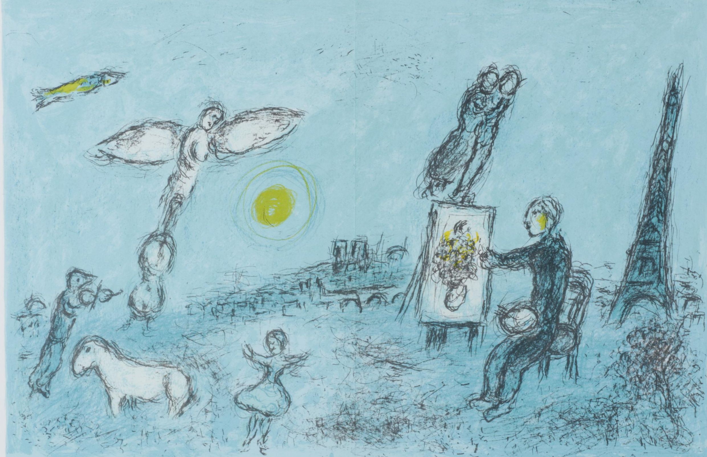 Marc Chagall Double-Page Lithograph for "Derrière le Miroir," 1981