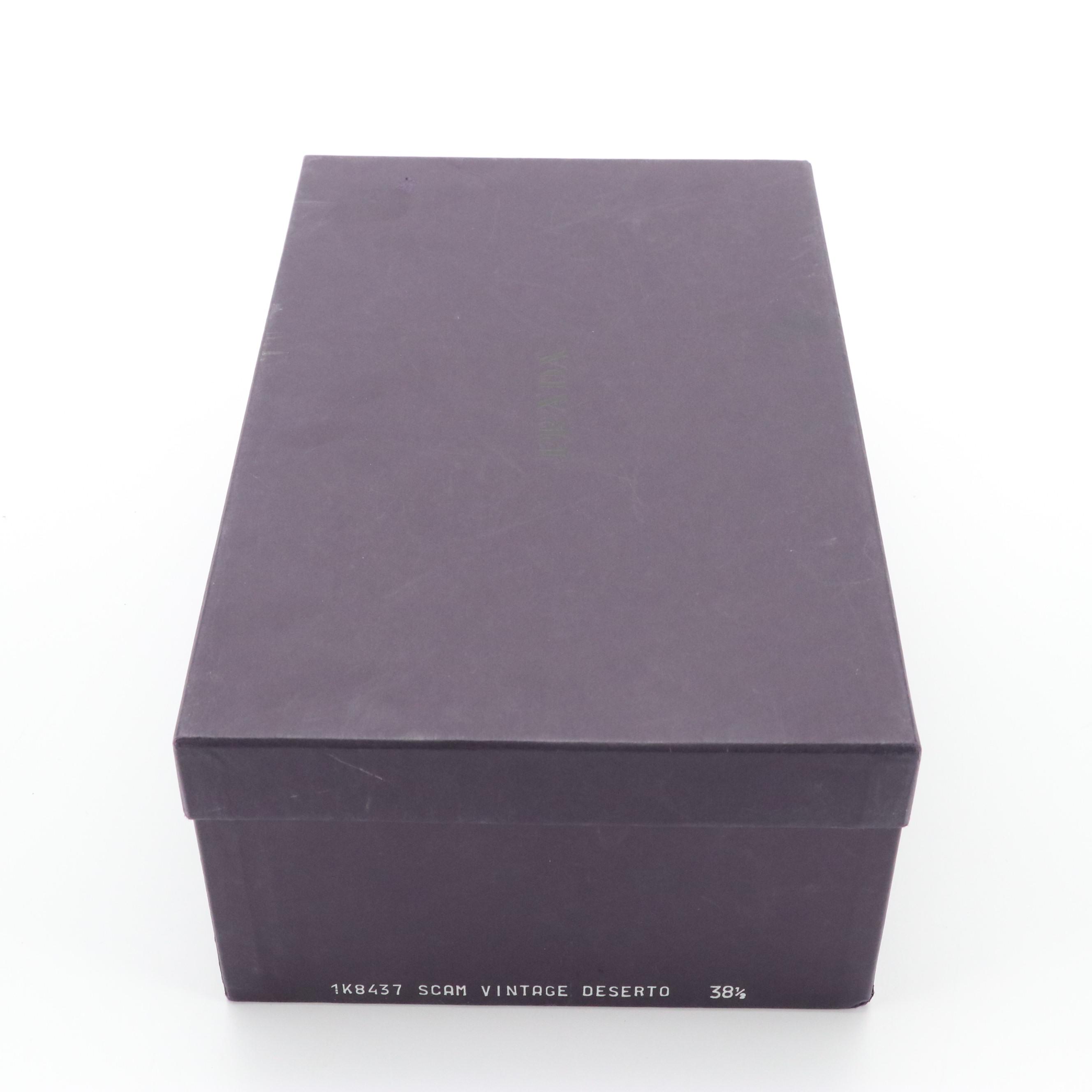 Prada "Deserto" Vintage-Washed Suede Peep-Toe Pumps in Box