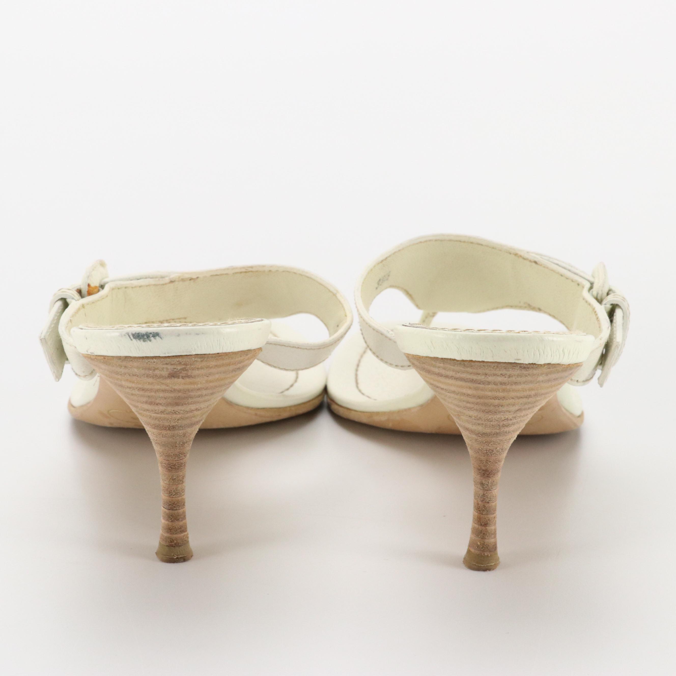 Prada White Cinghiale Leather Toe-Strap Sandals in Box