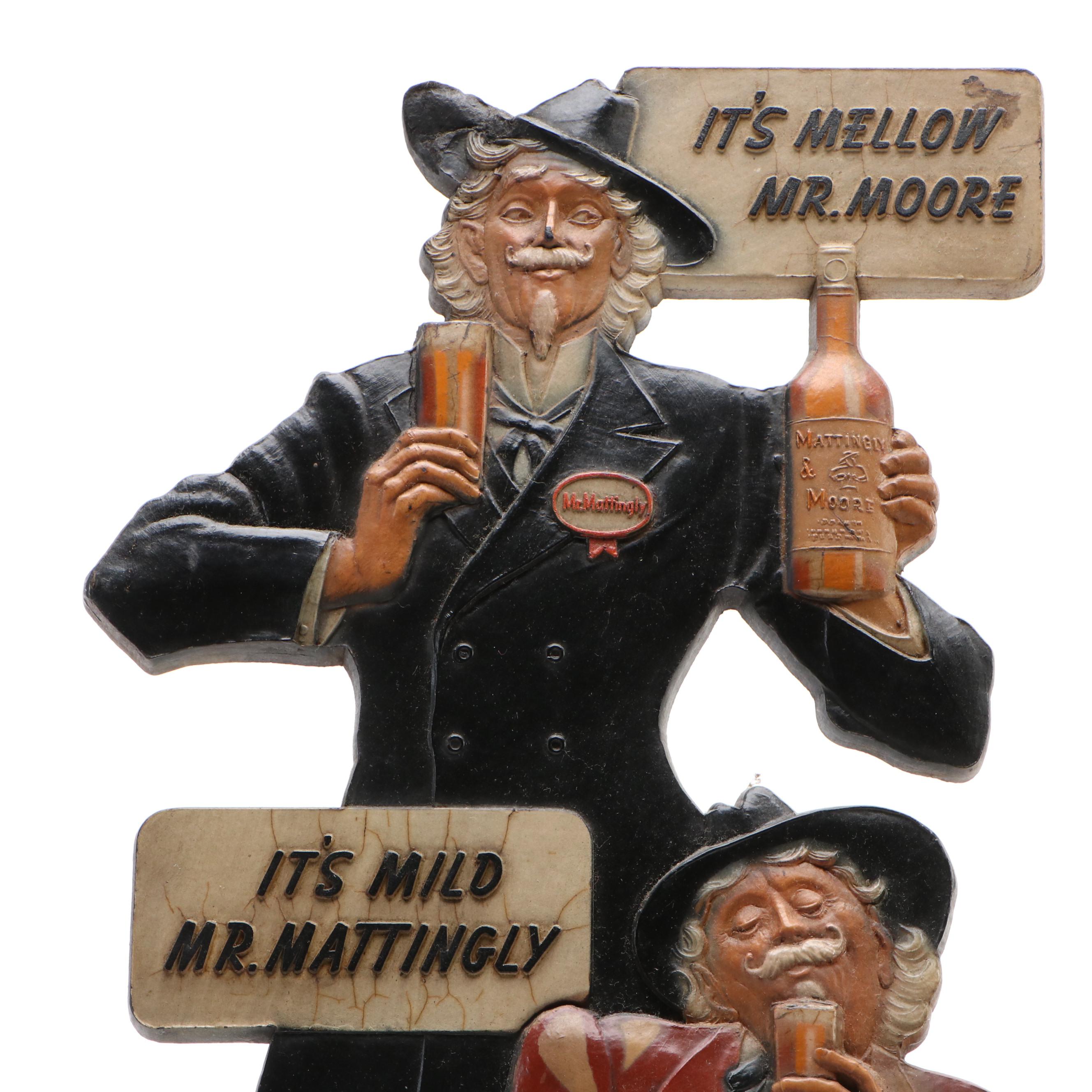 Mattingly & Moore Whiskey Advertising Counter Display, Mid-20th Century