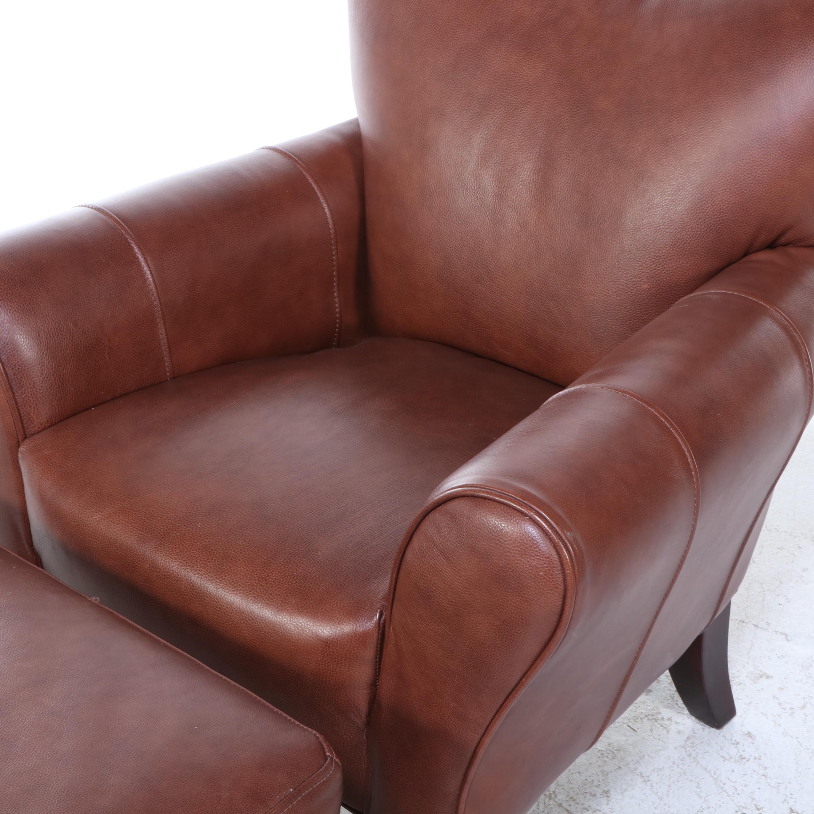 Sofa Express Leather Armchair and Ottoman