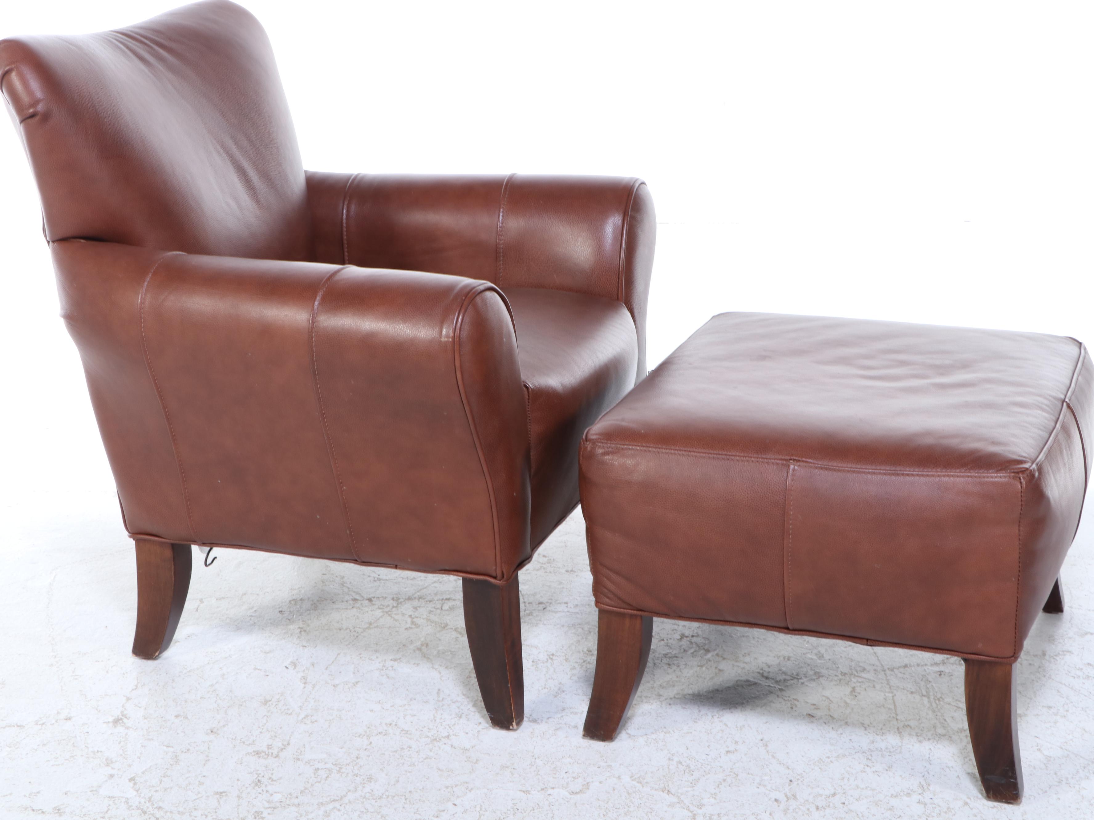 Sofa Express Leather Armchair and Ottoman
