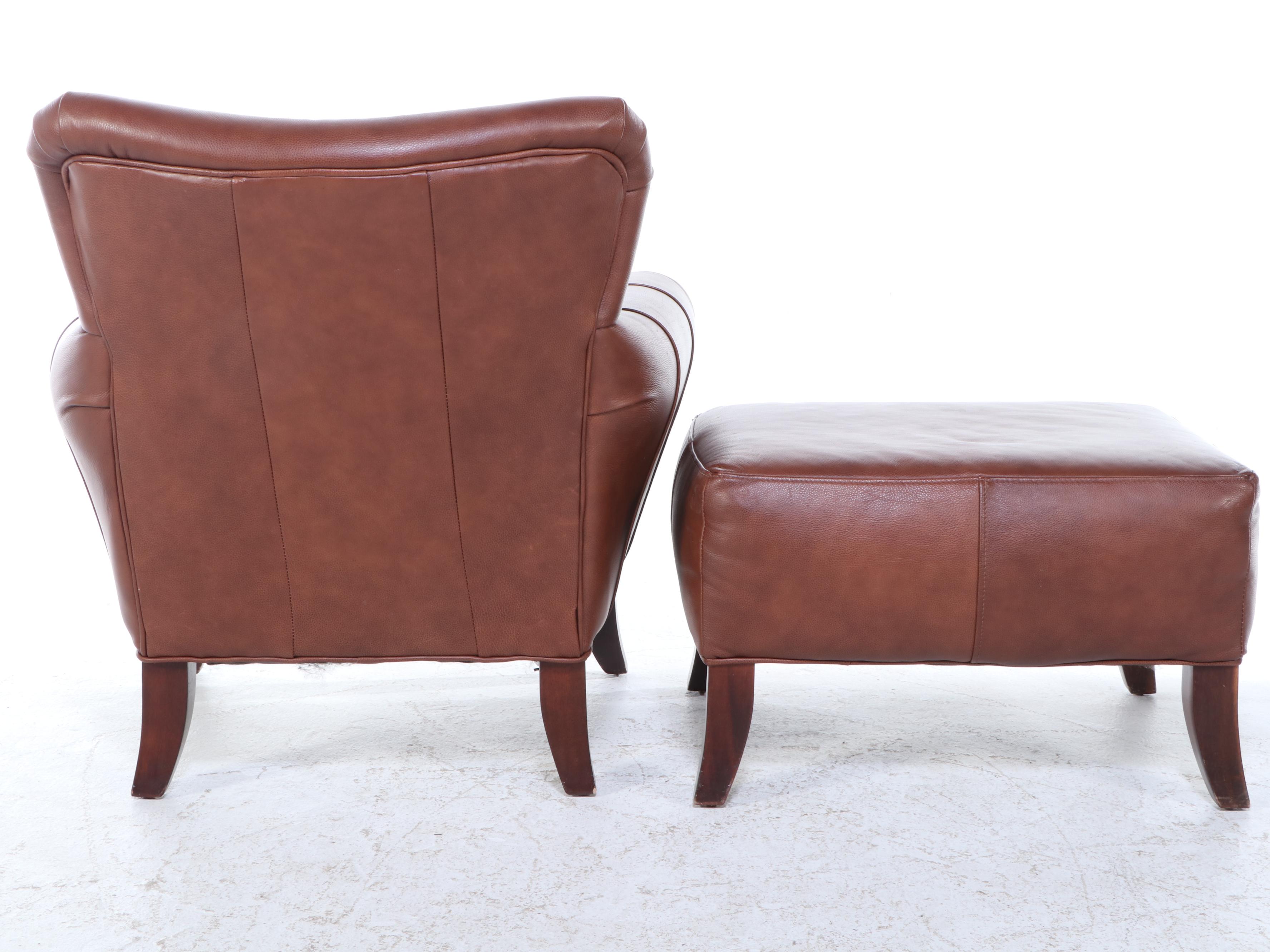 Sofa Express Leather Armchair and Ottoman