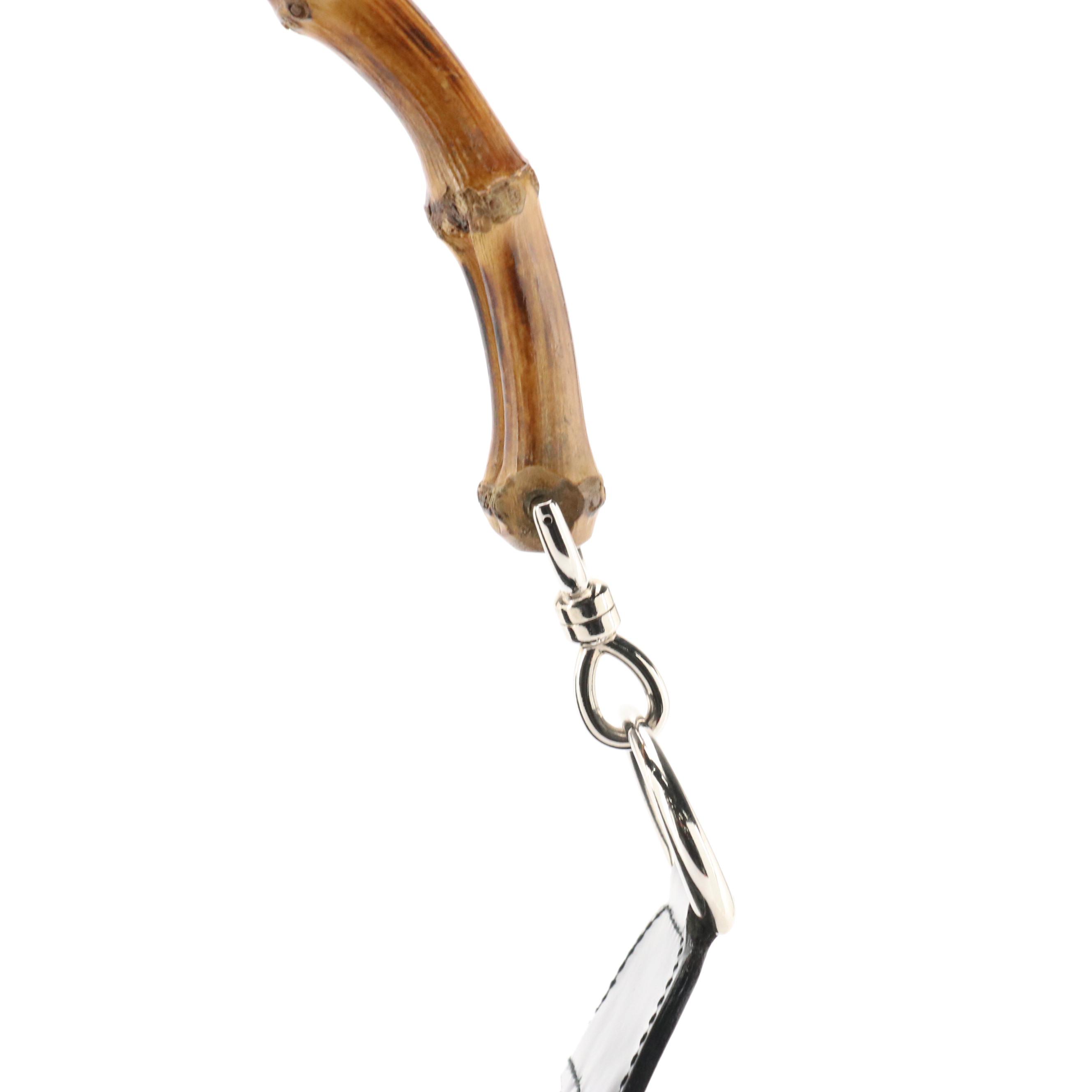 Gucci Bamboo Shoulder Bag in Black Nylon Canvas and Leather Trim