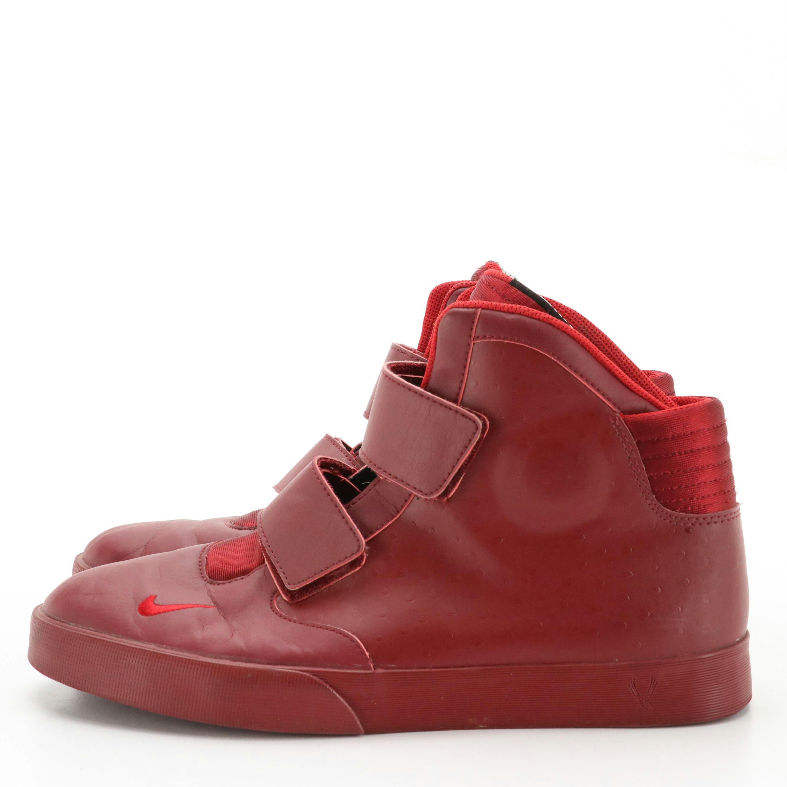 Men's Nike Flystepper 2K3 High-Top Sneakers in Red and Blue Embossed Leather