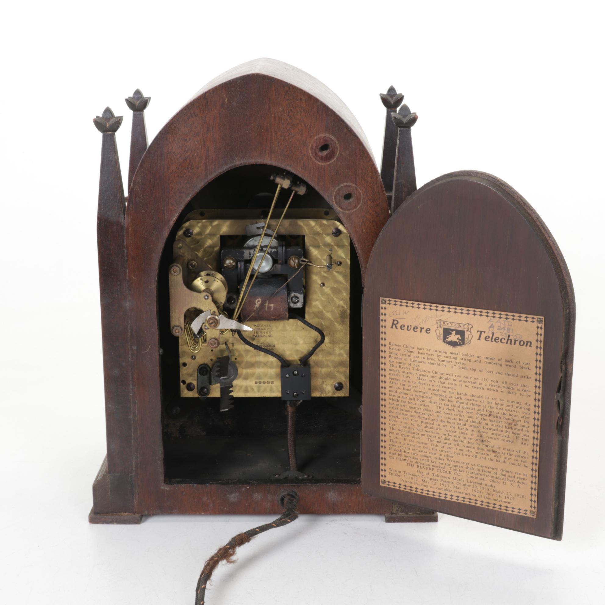 Revere Telechron Westminster Chime Gothic Mantel Clock