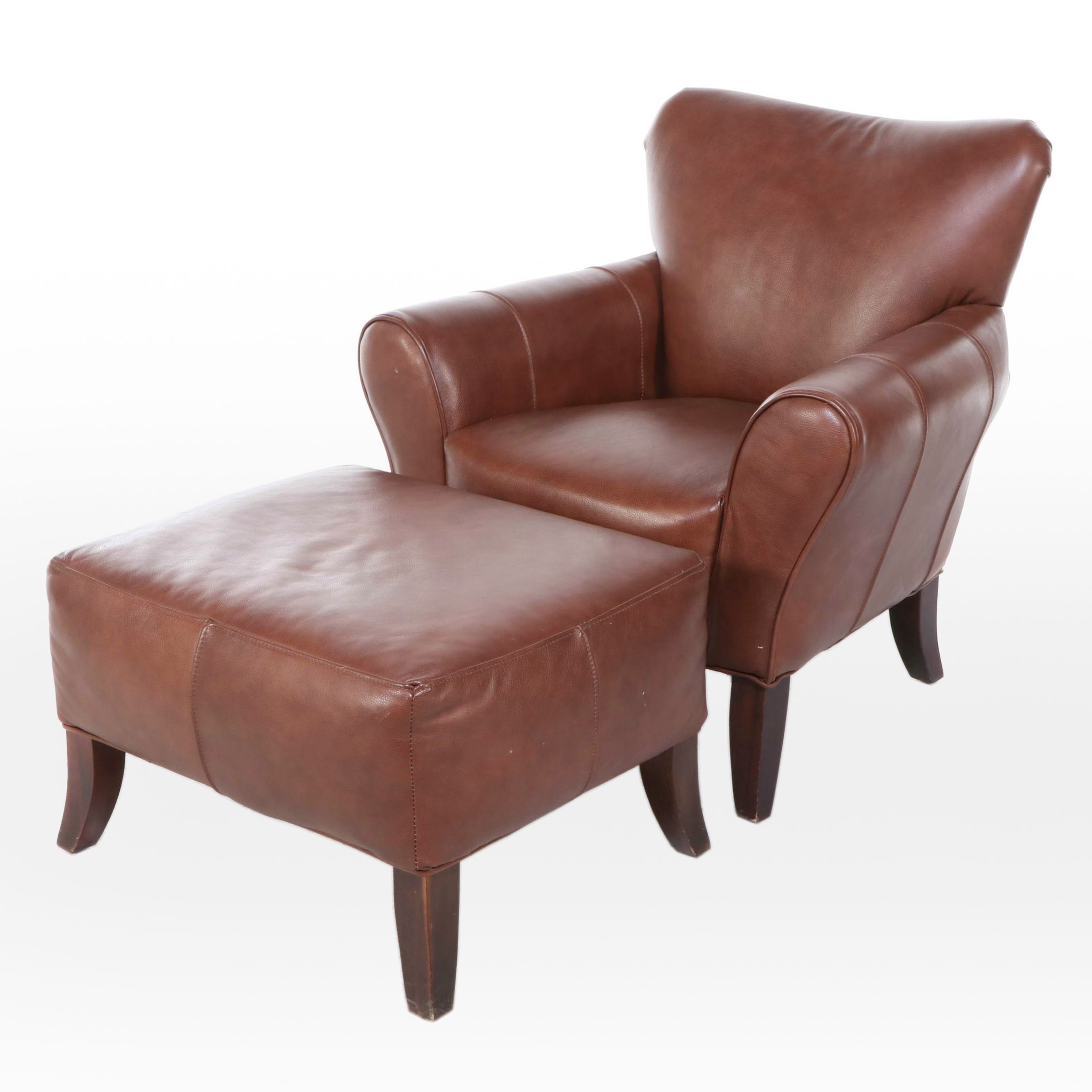 Sofa Express Leather Armchair and Ottoman