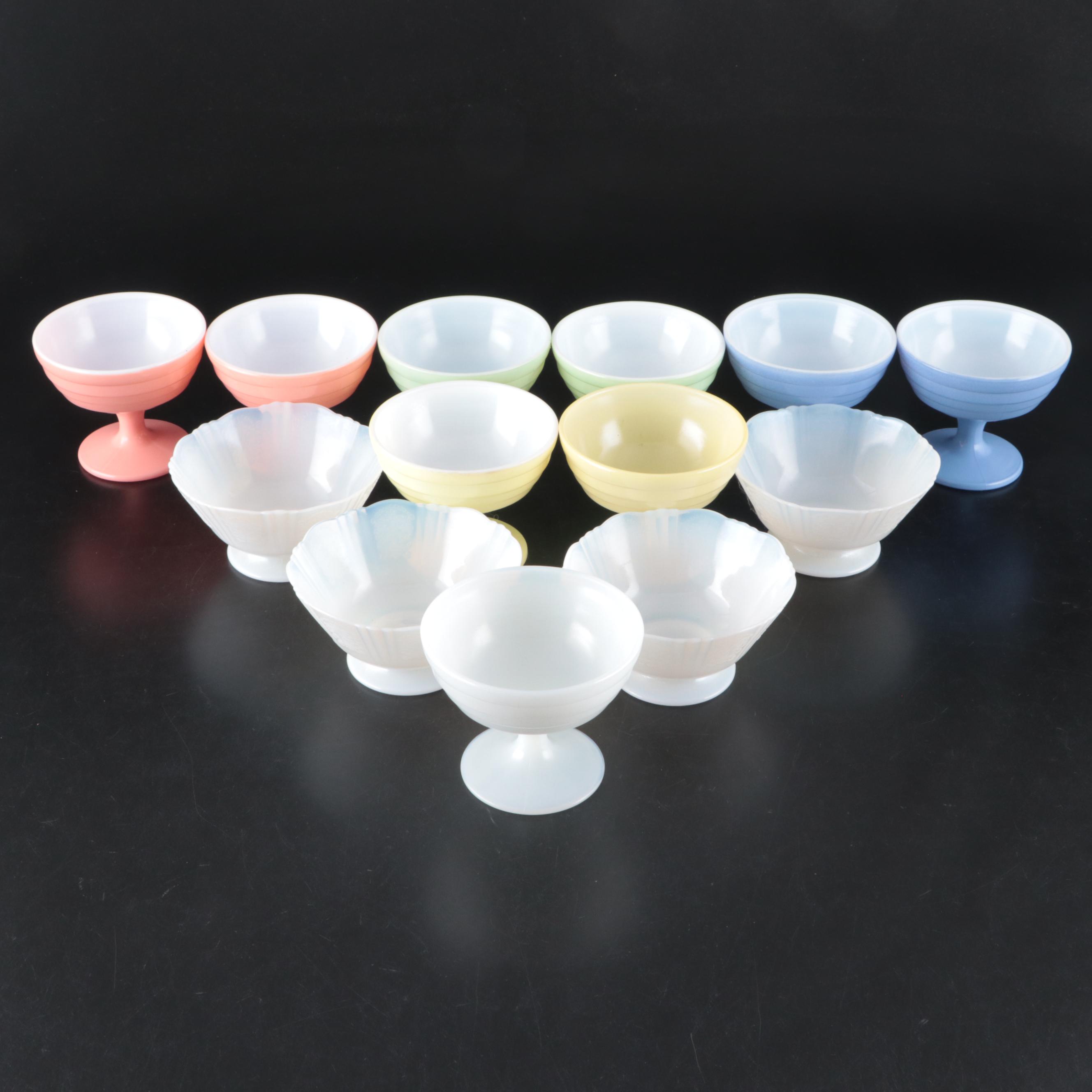 MacBeth-Evans "American Sweetheart Monax" Glass Sherbet Bowls with Other Décor