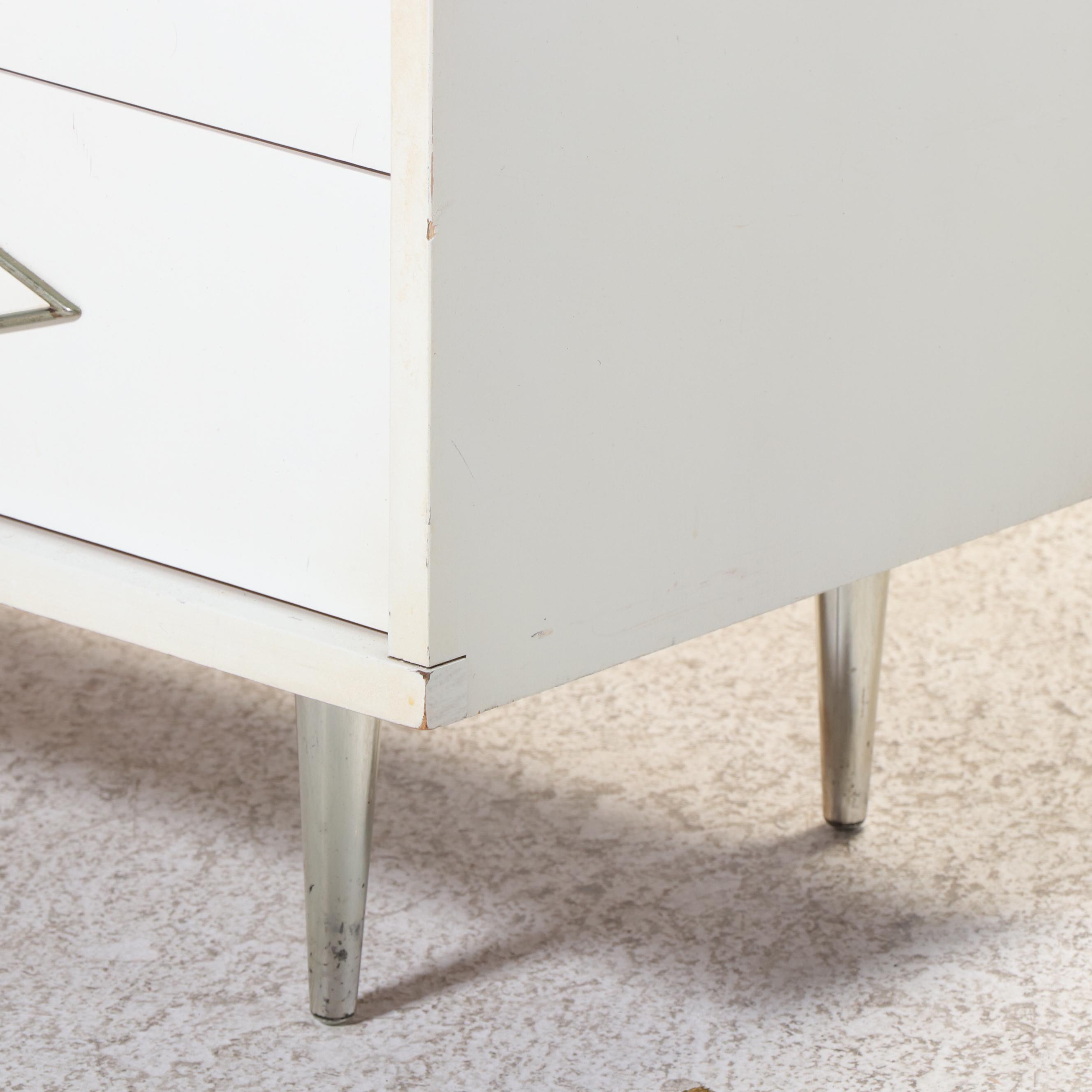 Mid Century Modern White-Painted and Laminate Top Six-Drawer Chest