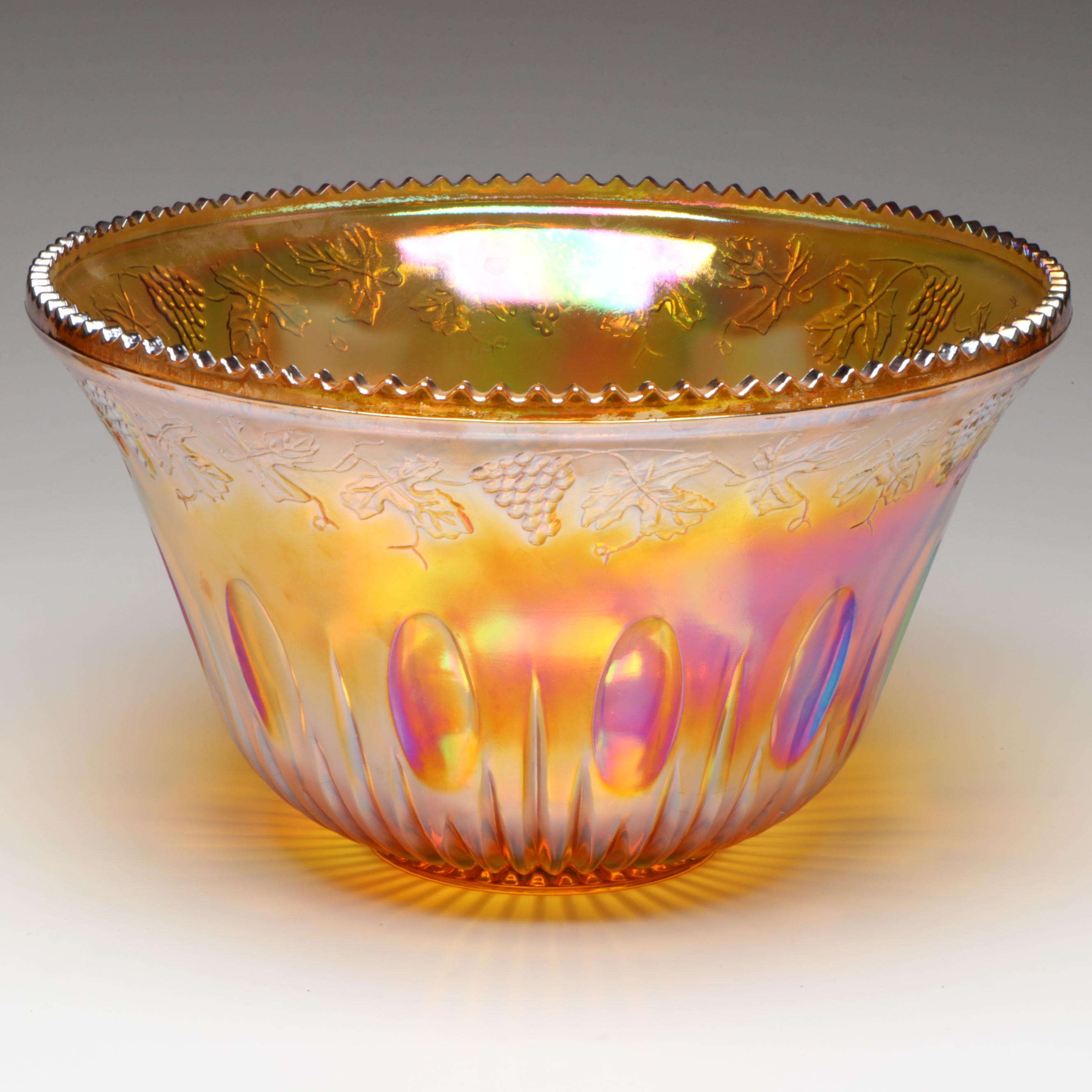 Indiana Glass "Princess" Amber Carnival Glass Punch Set, 1970–1990