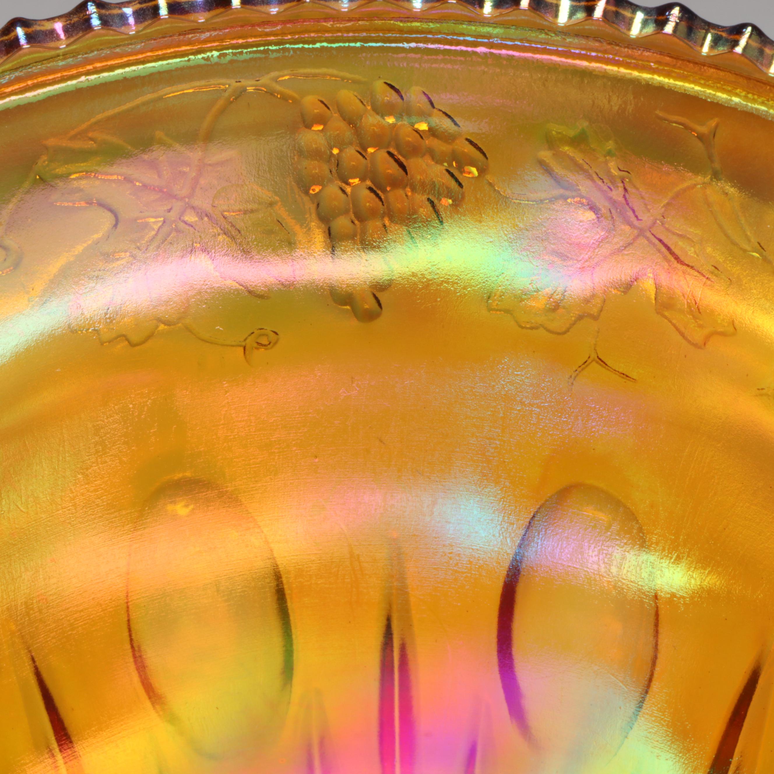 Indiana Glass "Princess" Amber Carnival Glass Punch Set, 1970–1990