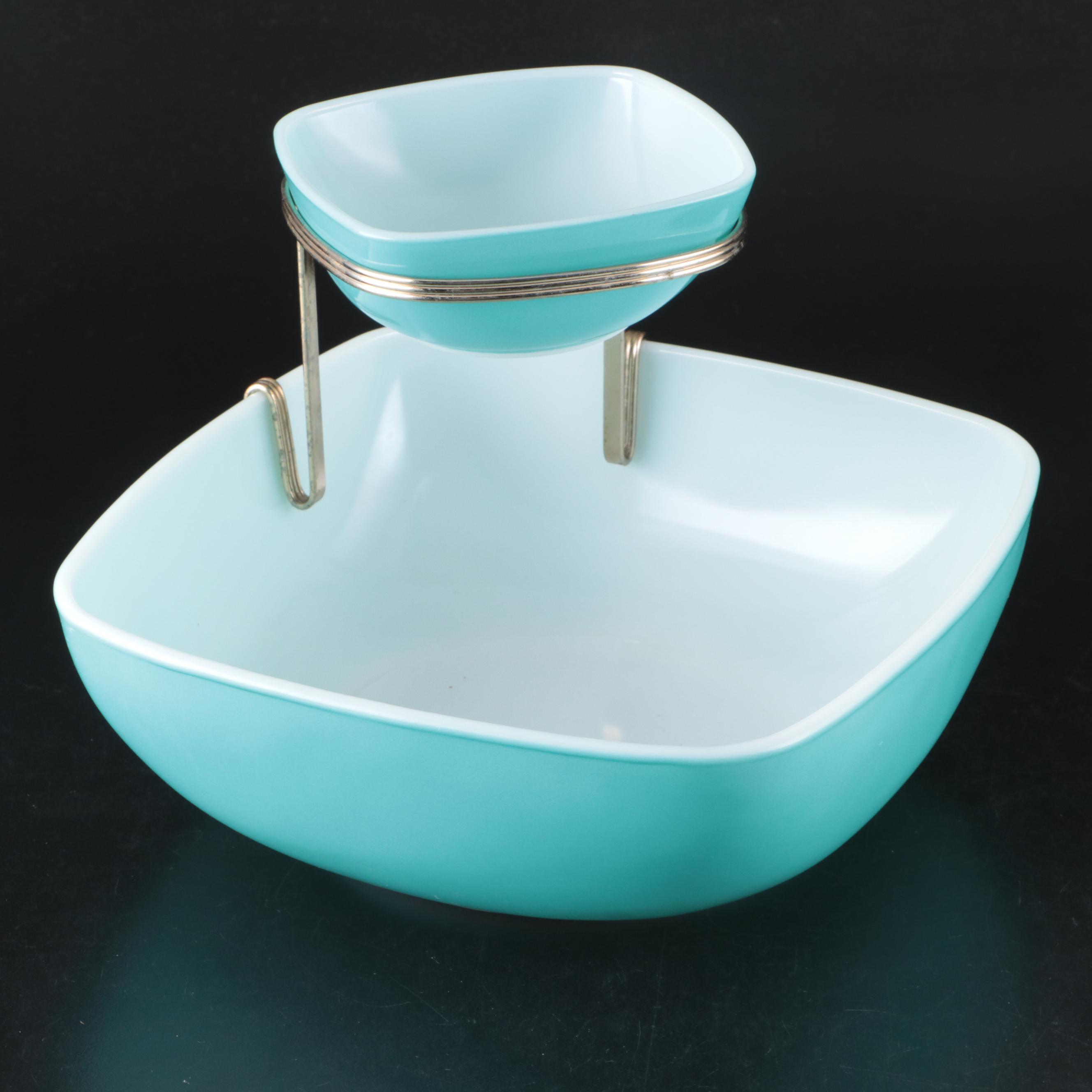 Pyrex Turquoise Glass Chip and Dip Set, Mid-20th C.