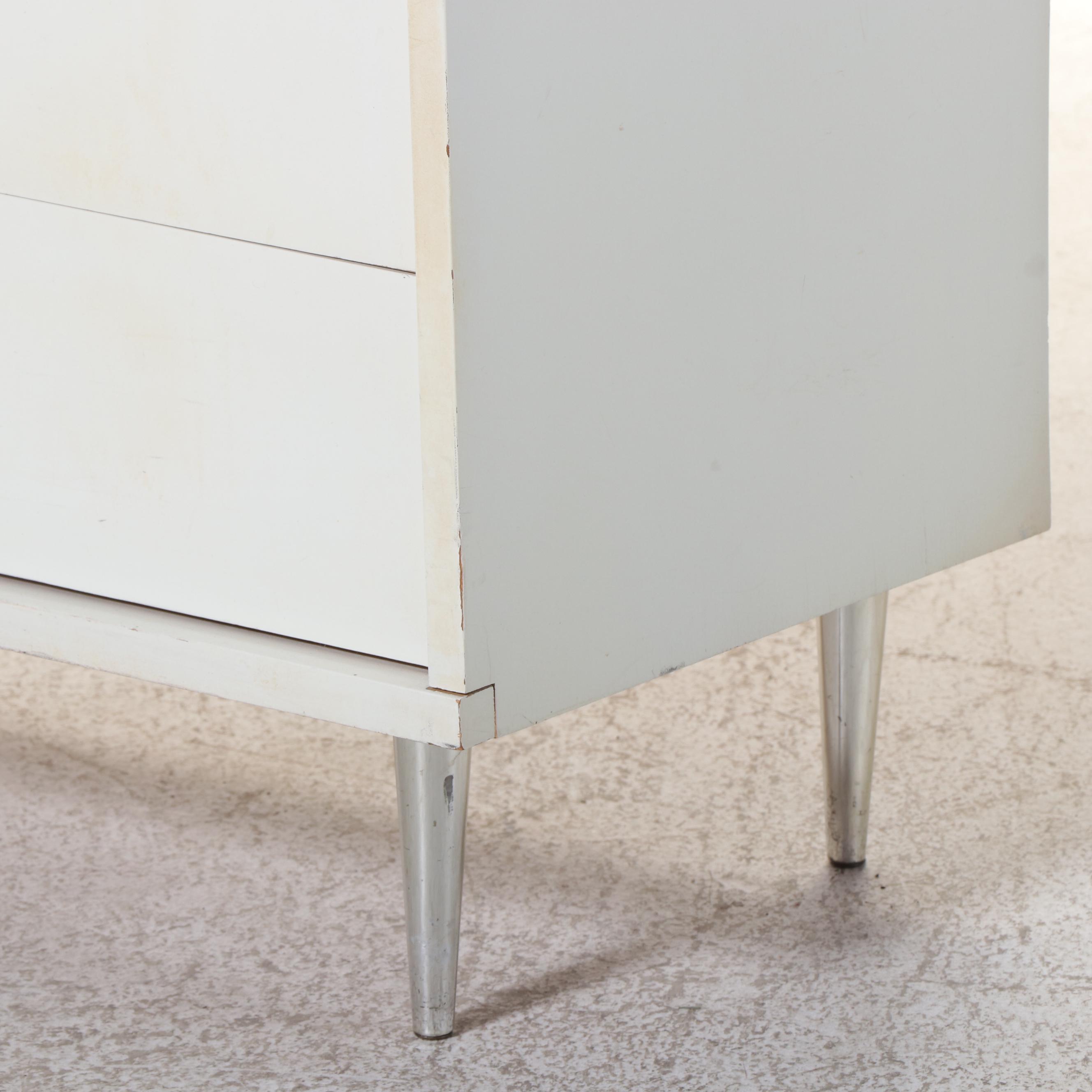 Mid Century Modern White-Painted and Laminate Top Seven-Drawer Chest