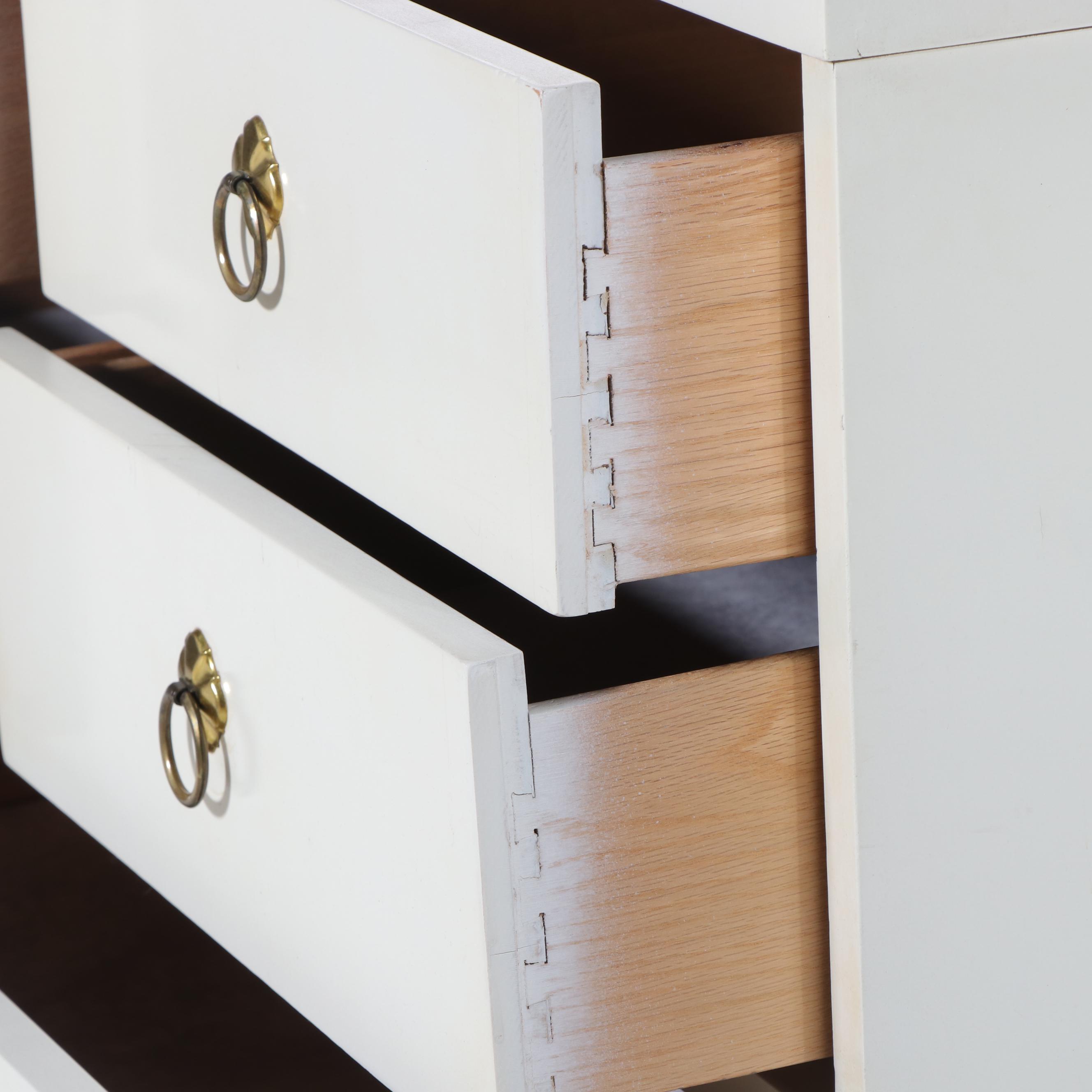 Mid Century Modern White-Painted and Laminate Top Seven-Drawer Chest