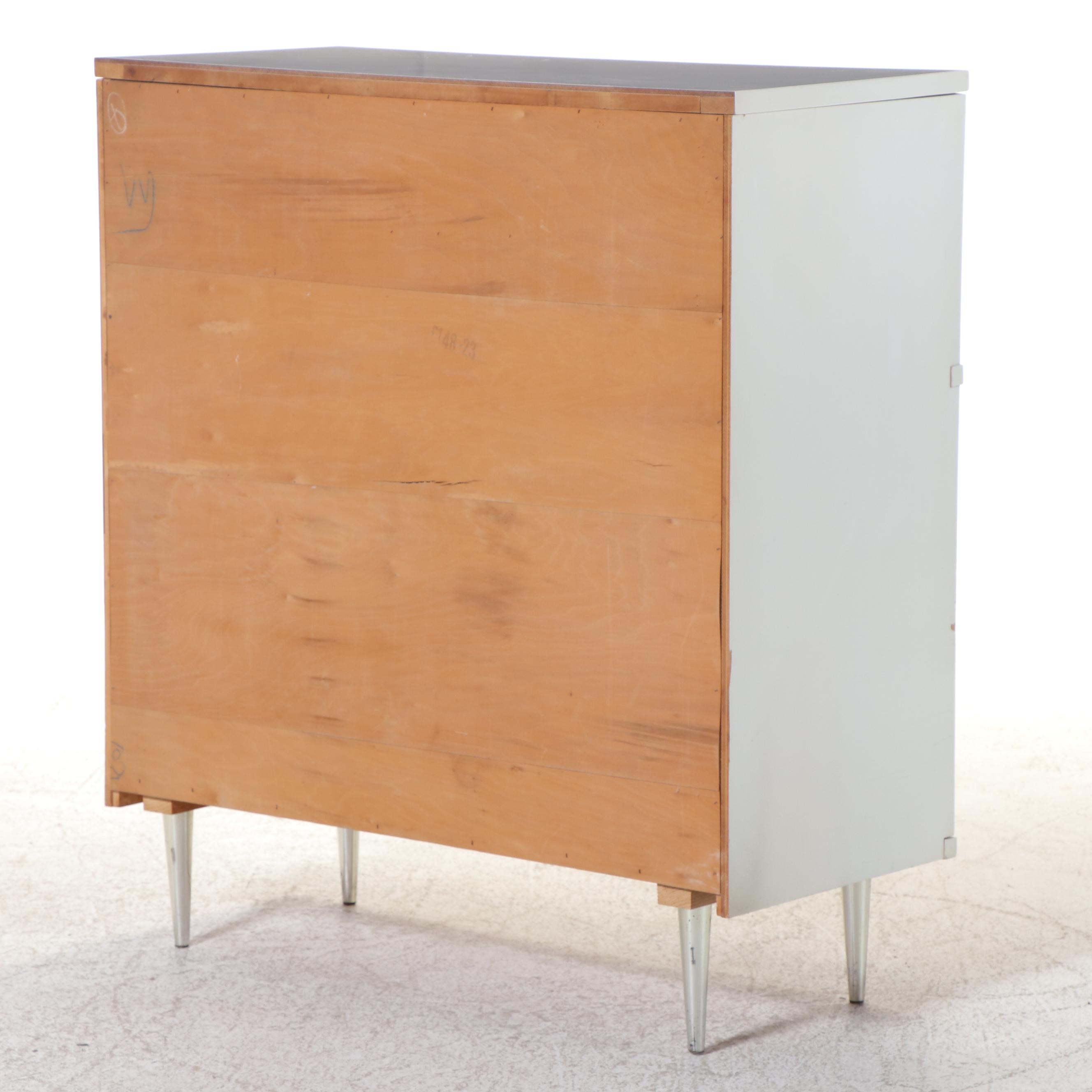 Mid Century Modern White-Painted and Laminate Top Seven-Drawer Chest