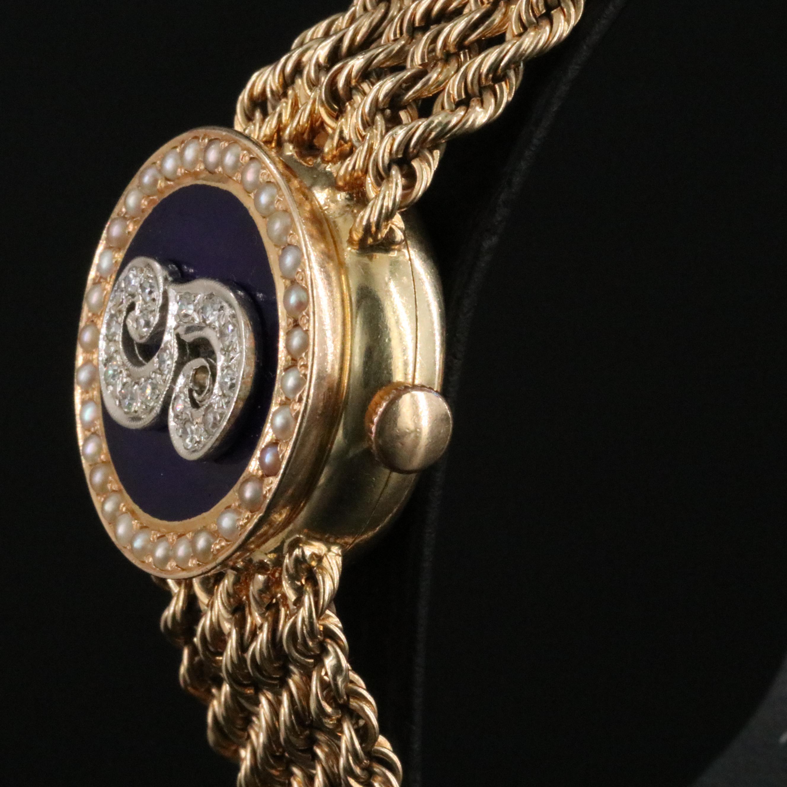 14K Gold Swiss Manual Wind Custom Diamond Dial Cover