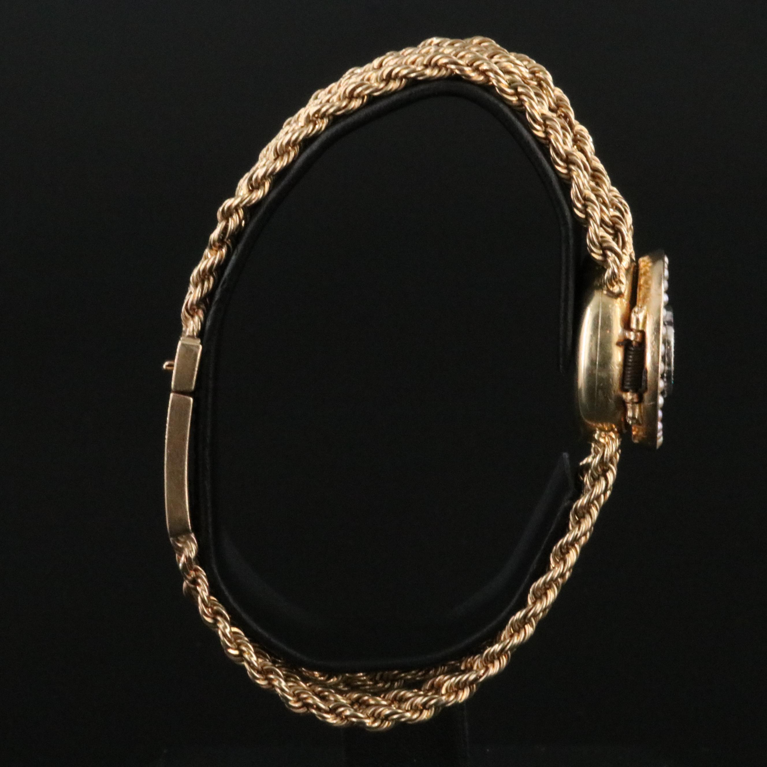 14K Gold Swiss Manual Wind Custom Diamond Dial Cover