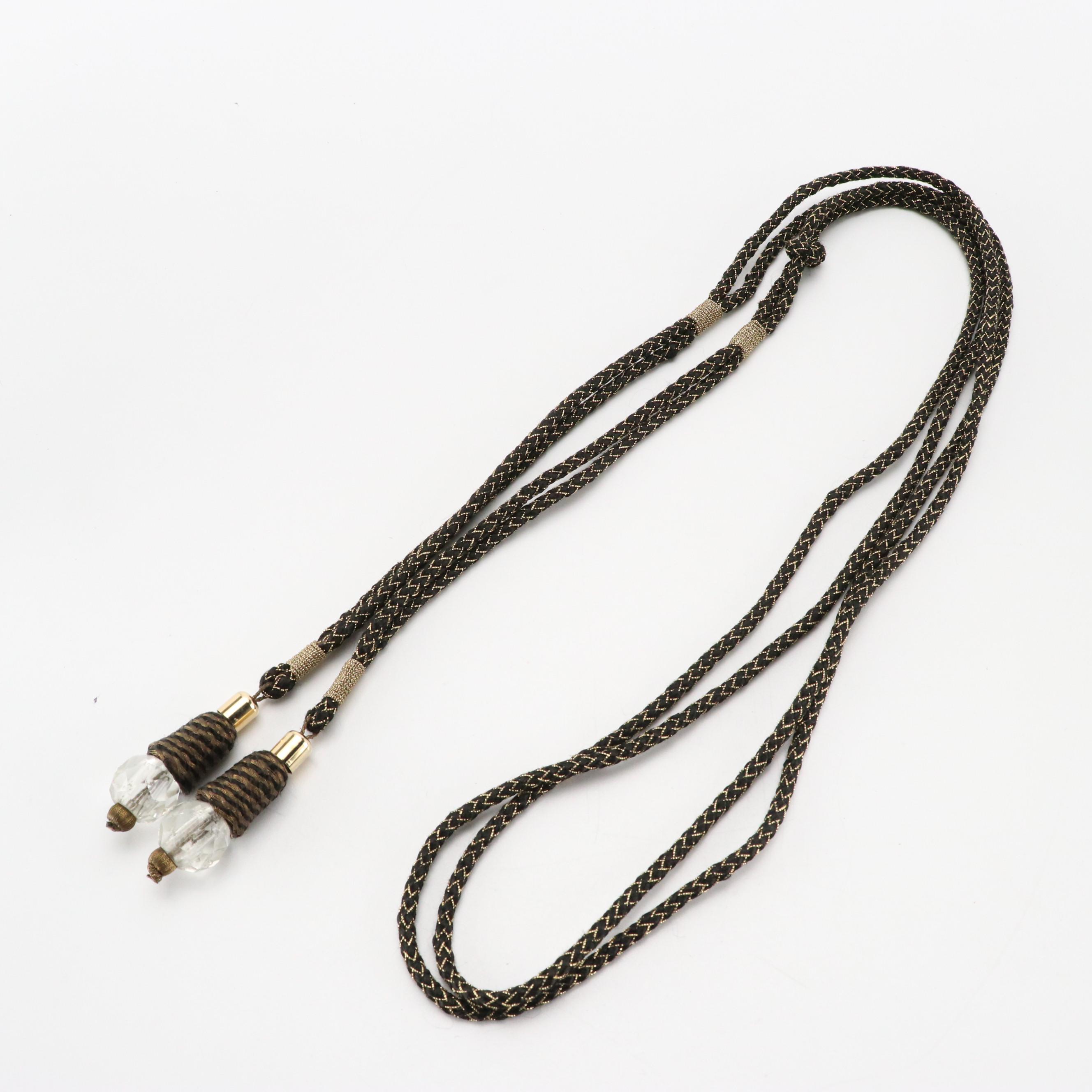 Vintage Beaded Bone Belt and Corded Charm Tassel Belt