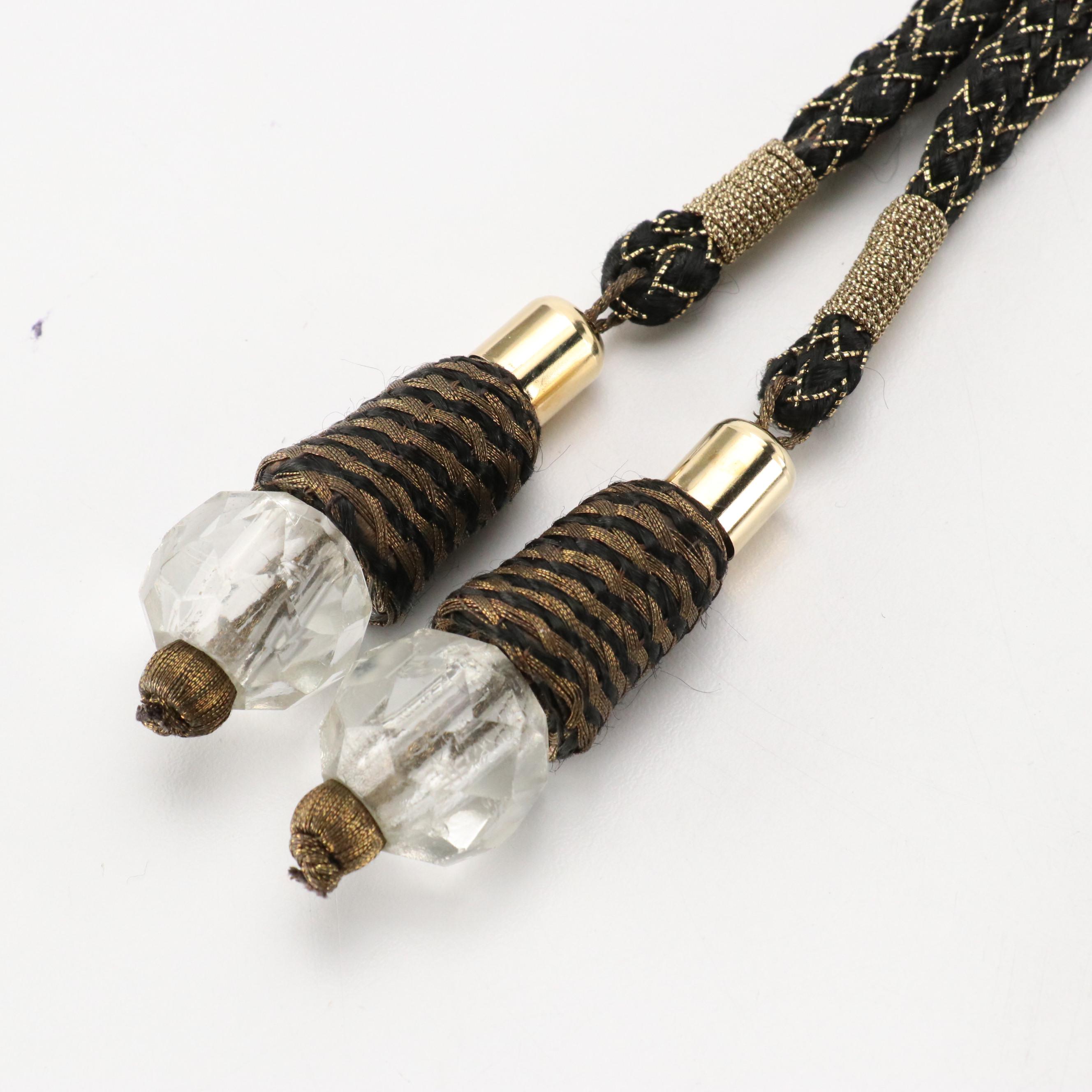 Vintage Beaded Bone Belt and Corded Charm Tassel Belt