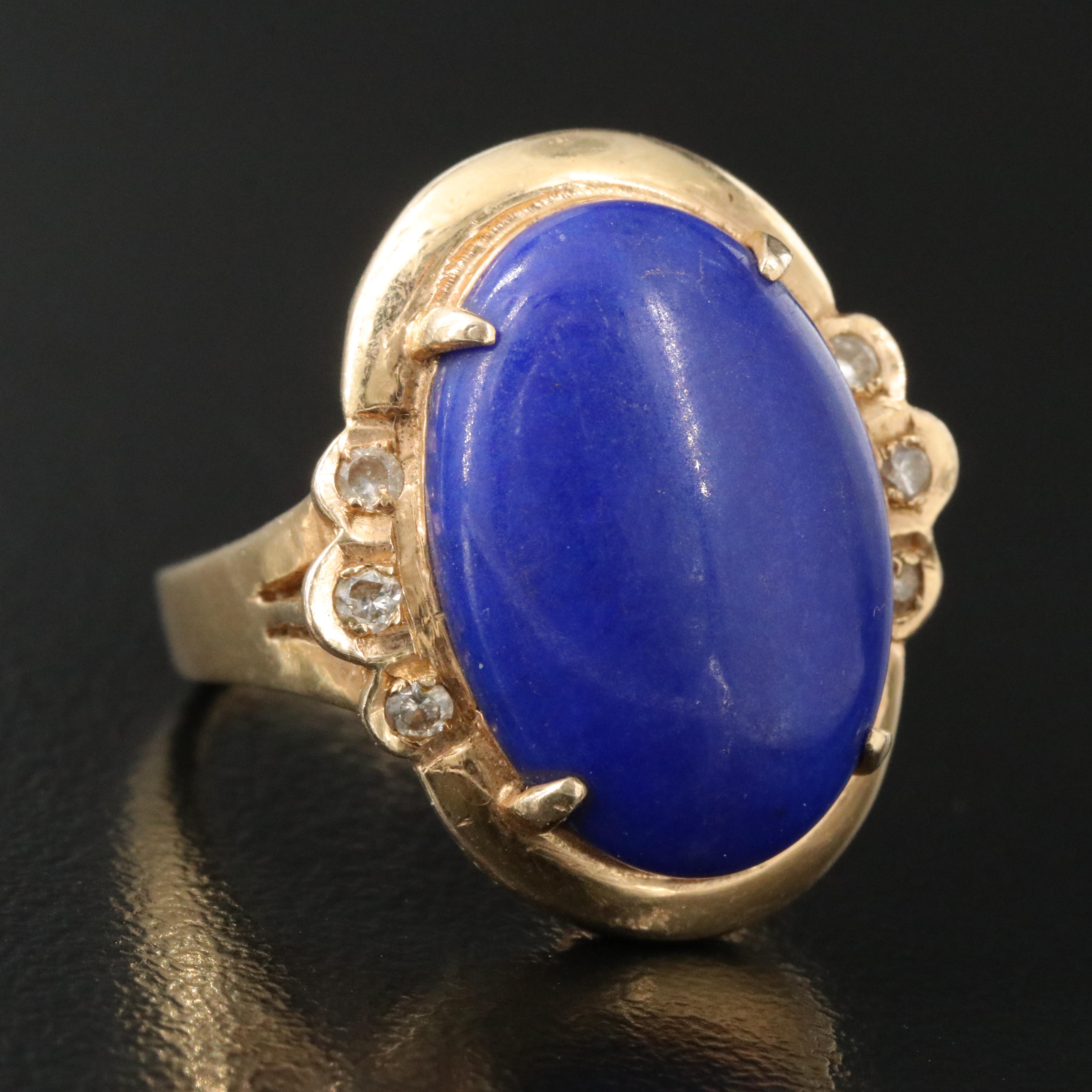 14K Lapis Lazuli and Diamond Ring