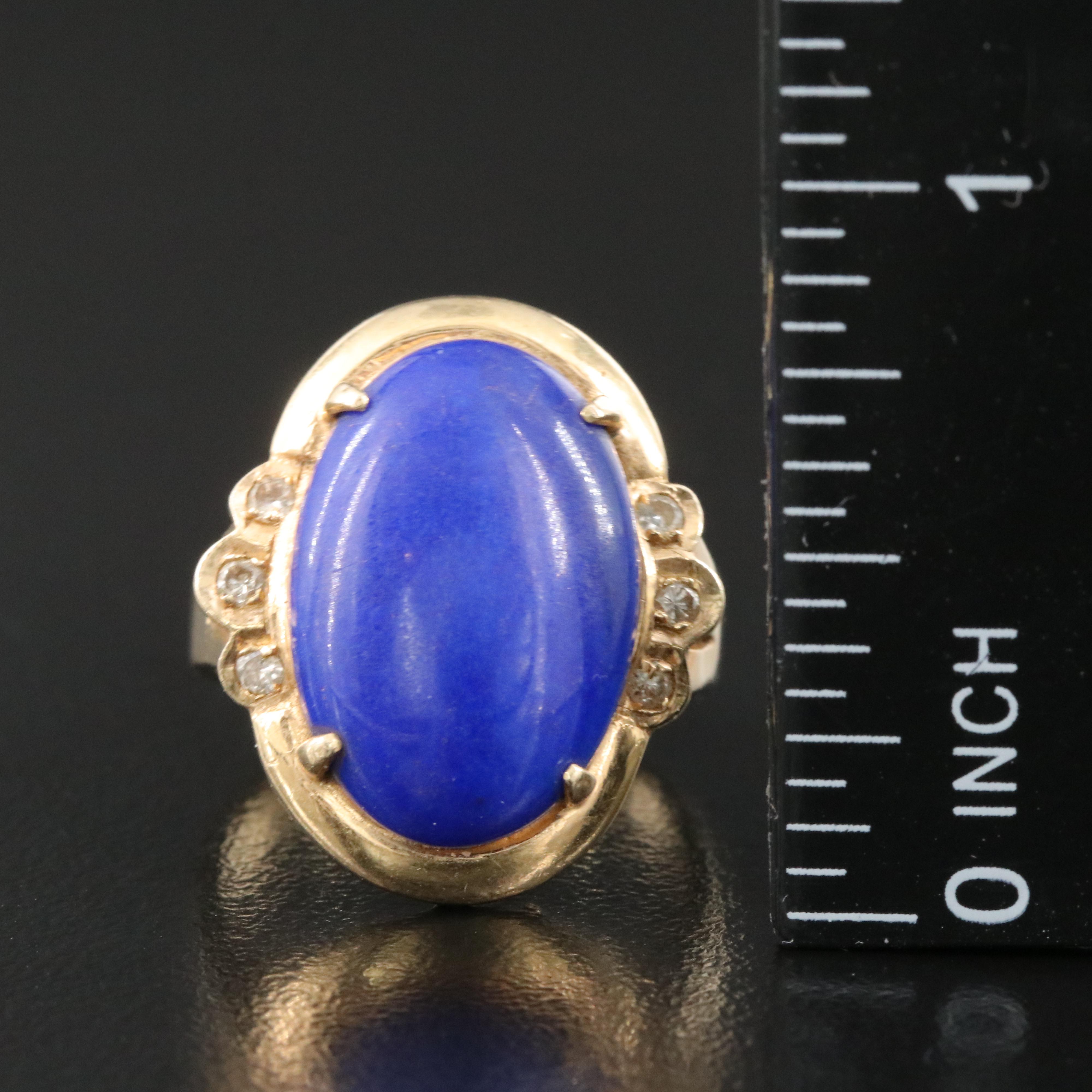 14K Lapis Lazuli and Diamond Ring