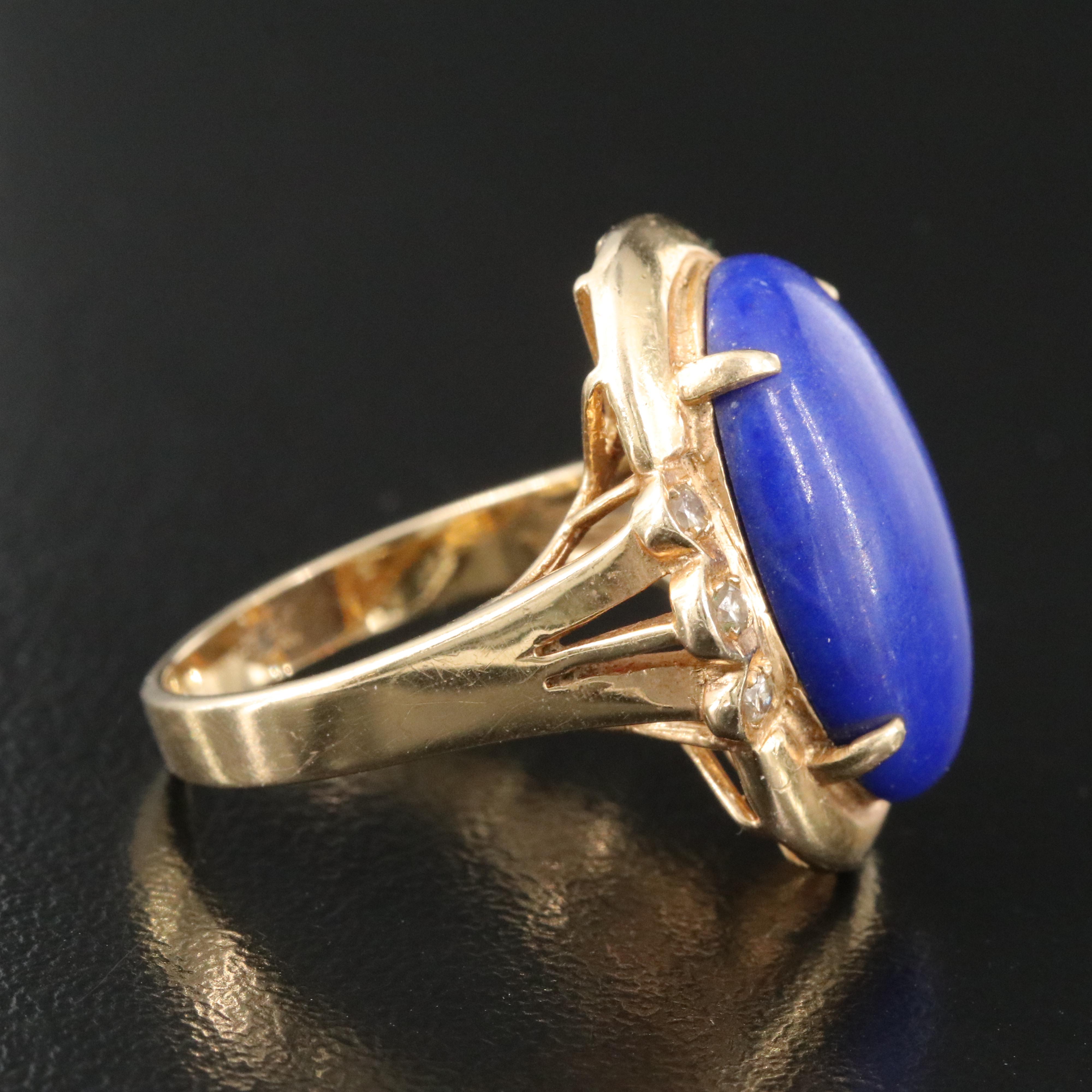 14K Lapis Lazuli and Diamond Ring