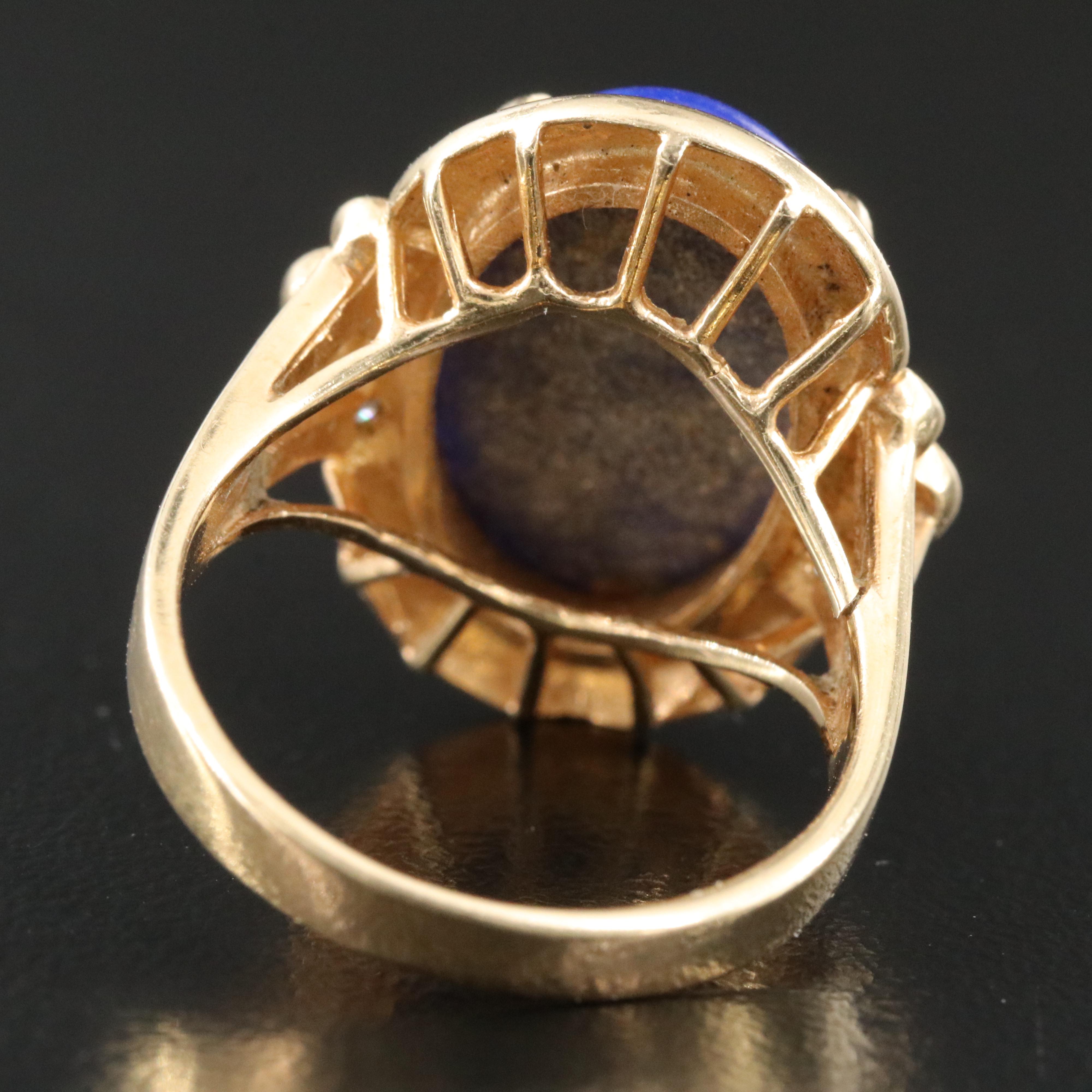 14K Lapis Lazuli and Diamond Ring