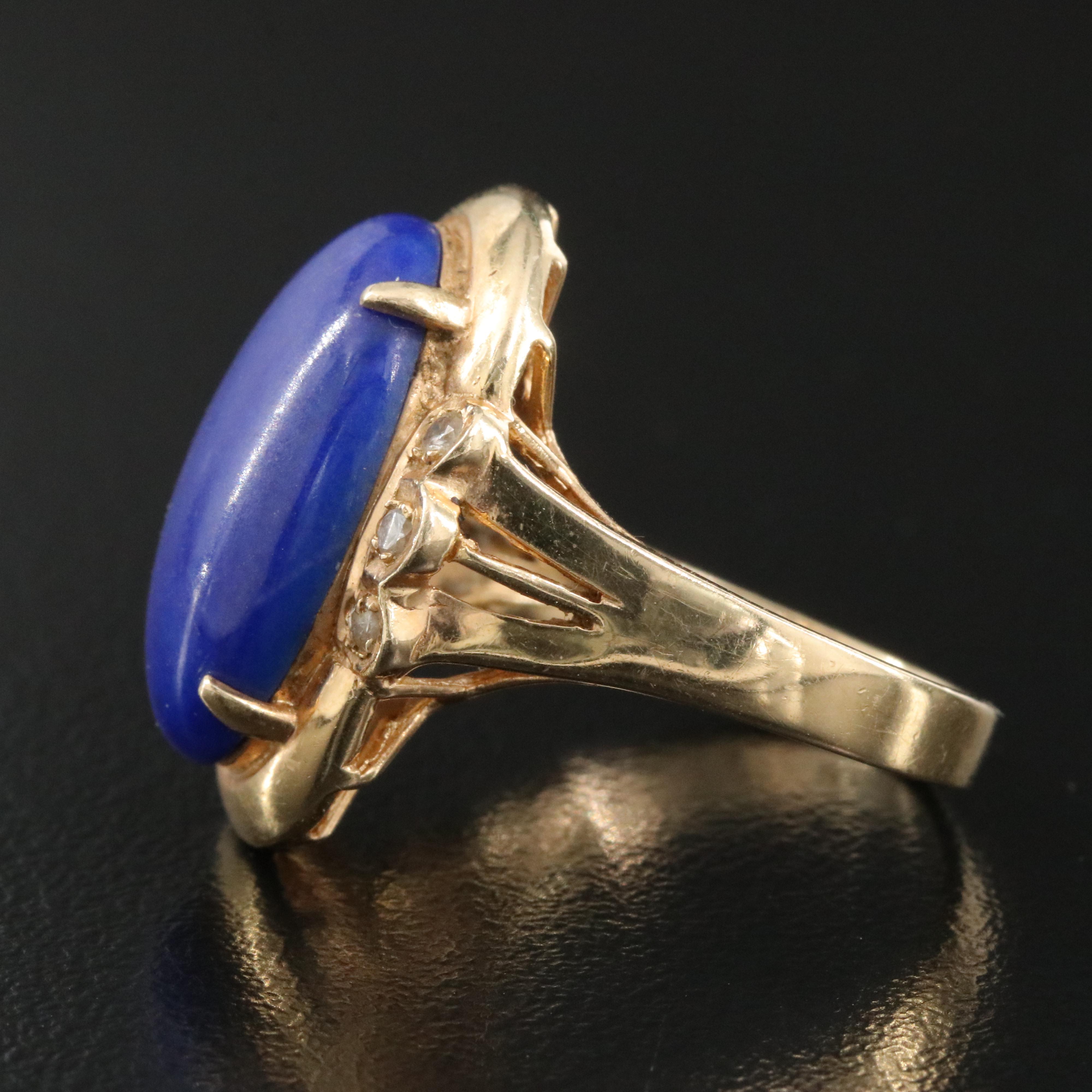 14K Lapis Lazuli and Diamond Ring