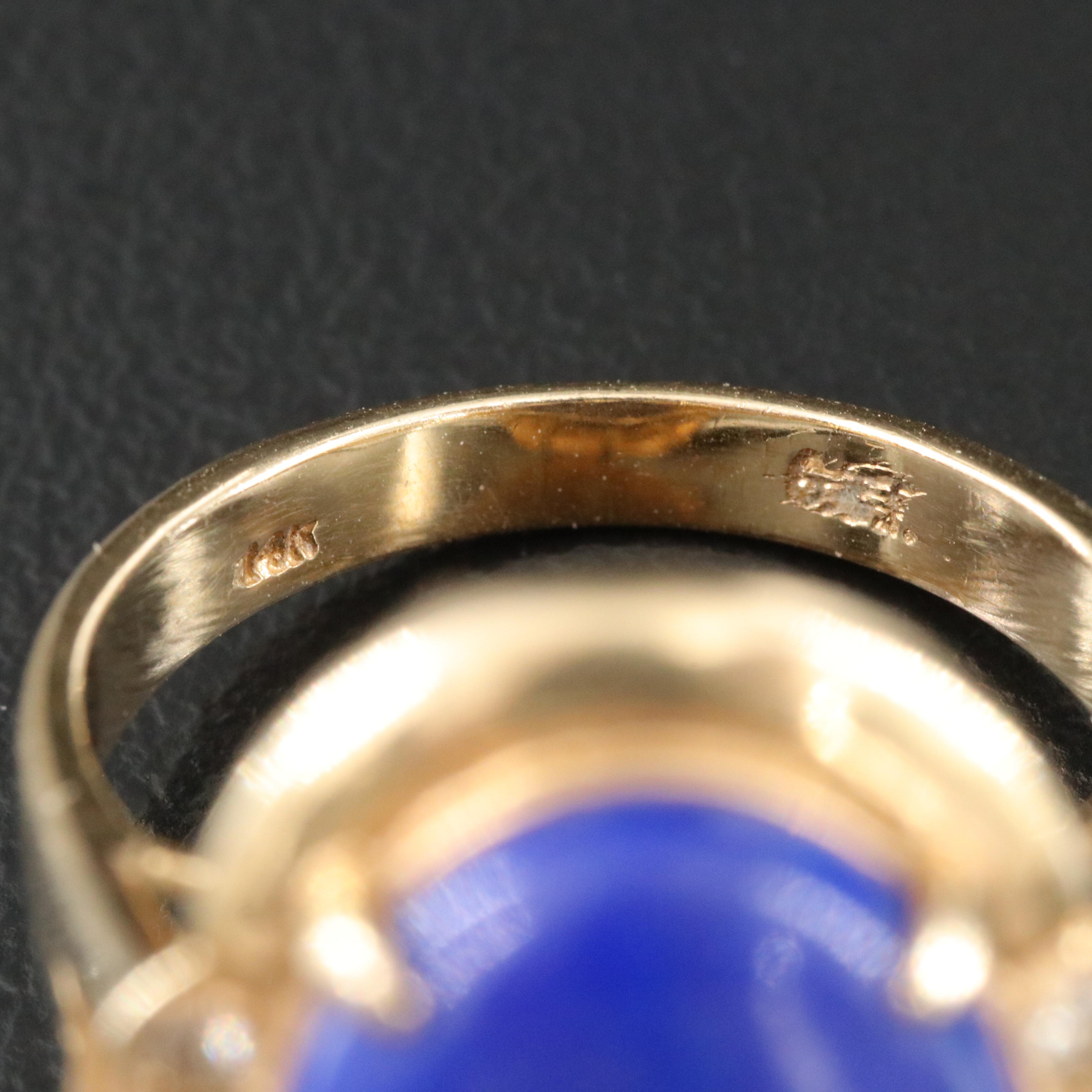 14K Lapis Lazuli and Diamond Ring