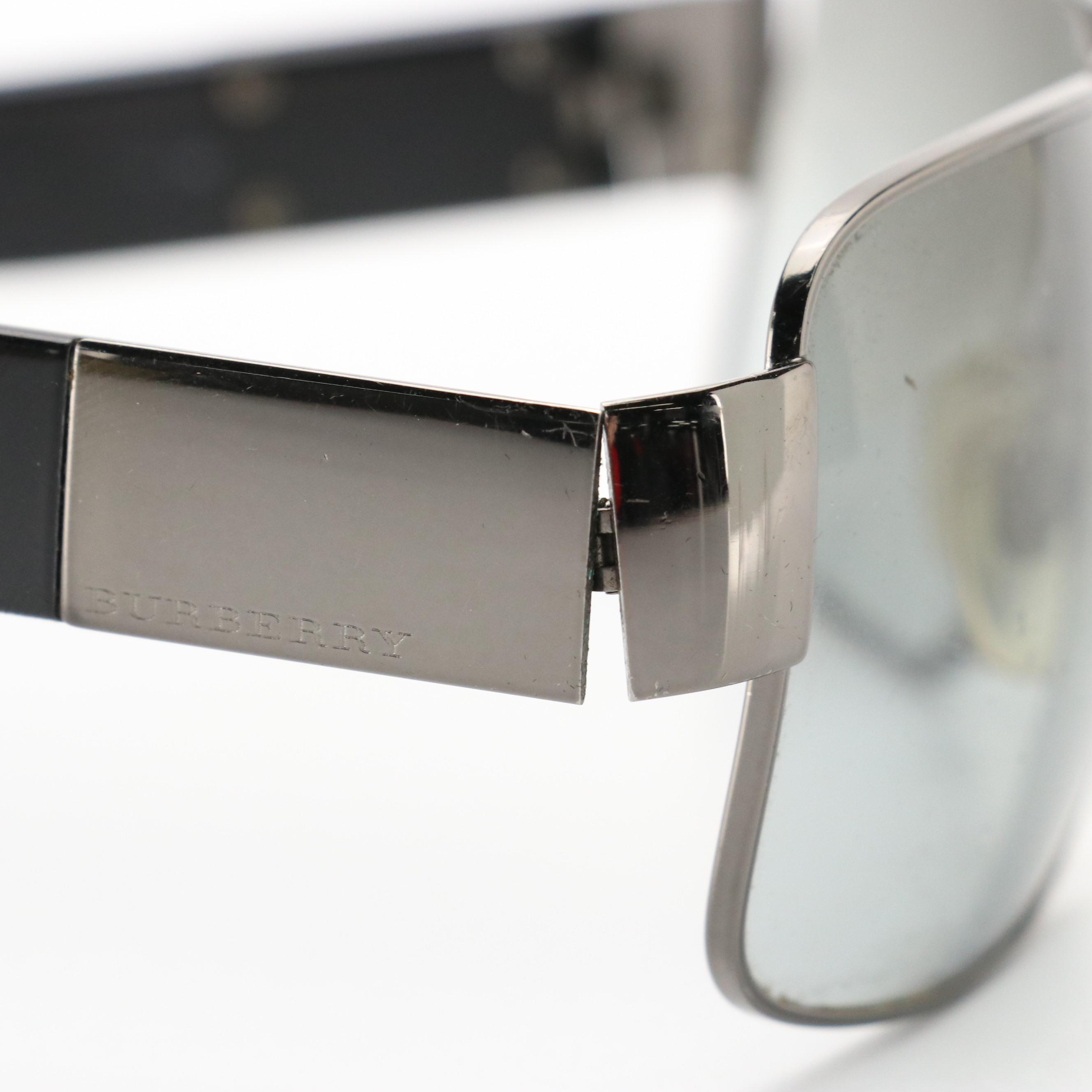 Men's Burberry B 3040 1057/11 Gunmetal Pilot Sunglasses in Case, With Box