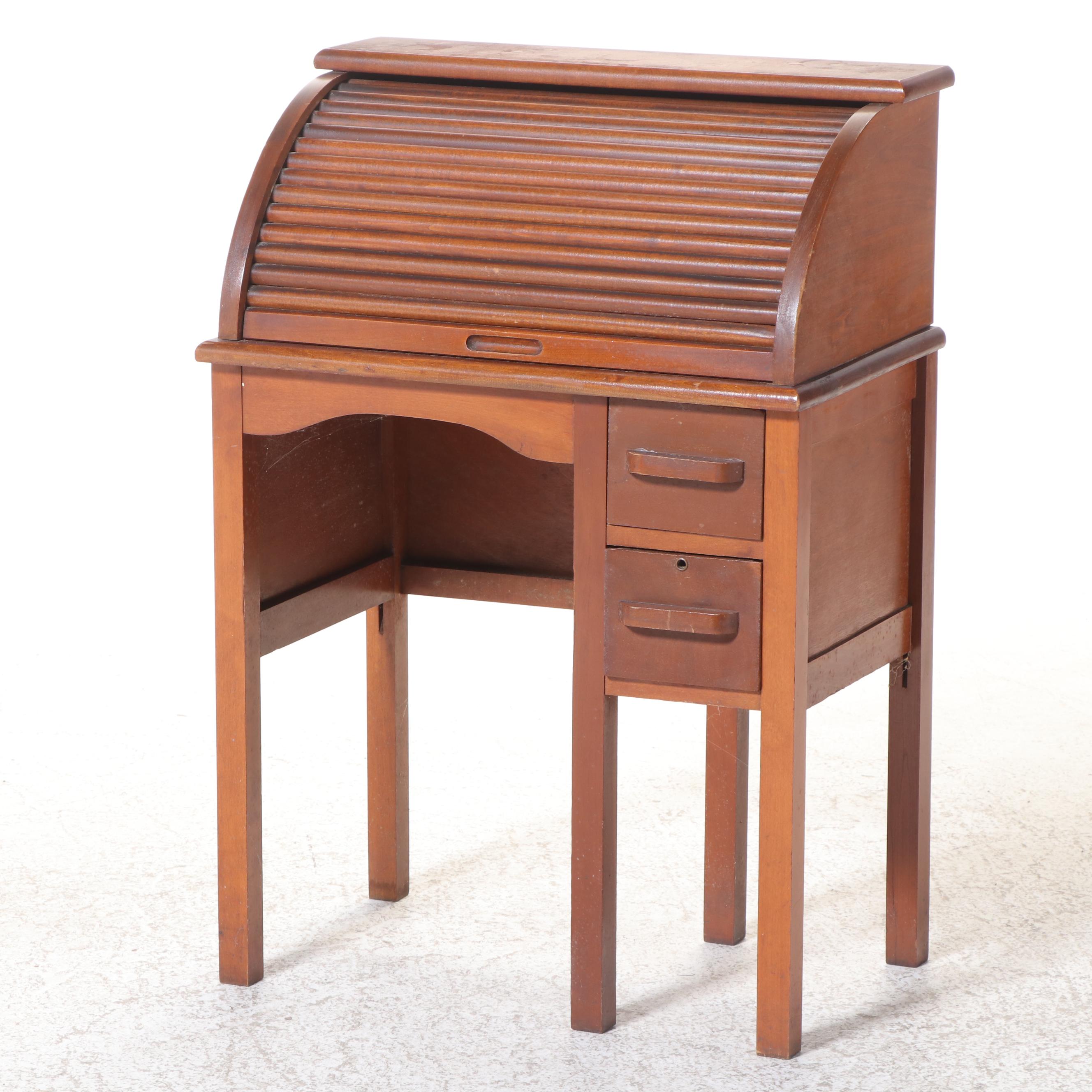 Eastman Mfg. Co. Maple Child's Roll-Top Desk and Side Chair