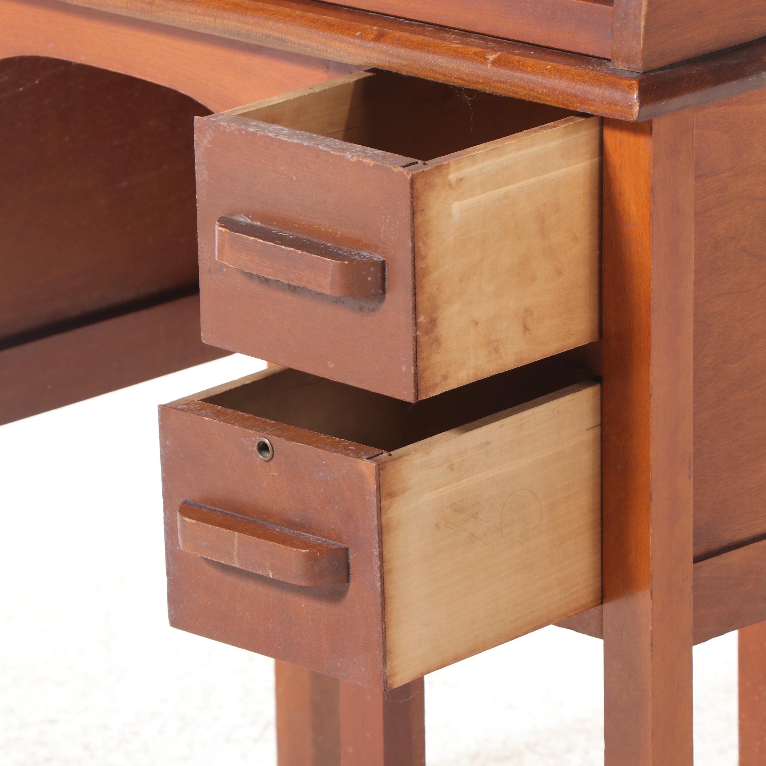 Eastman Mfg. Co. Maple Child's Roll-Top Desk and Side Chair