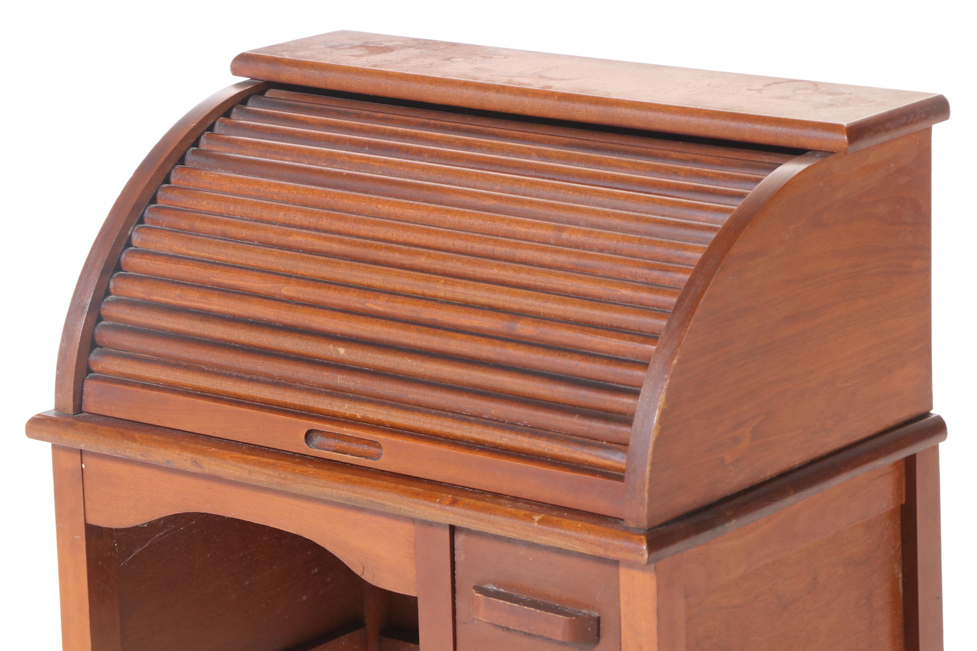 Eastman Mfg. Co. Maple Child's Roll-Top Desk and Side Chair