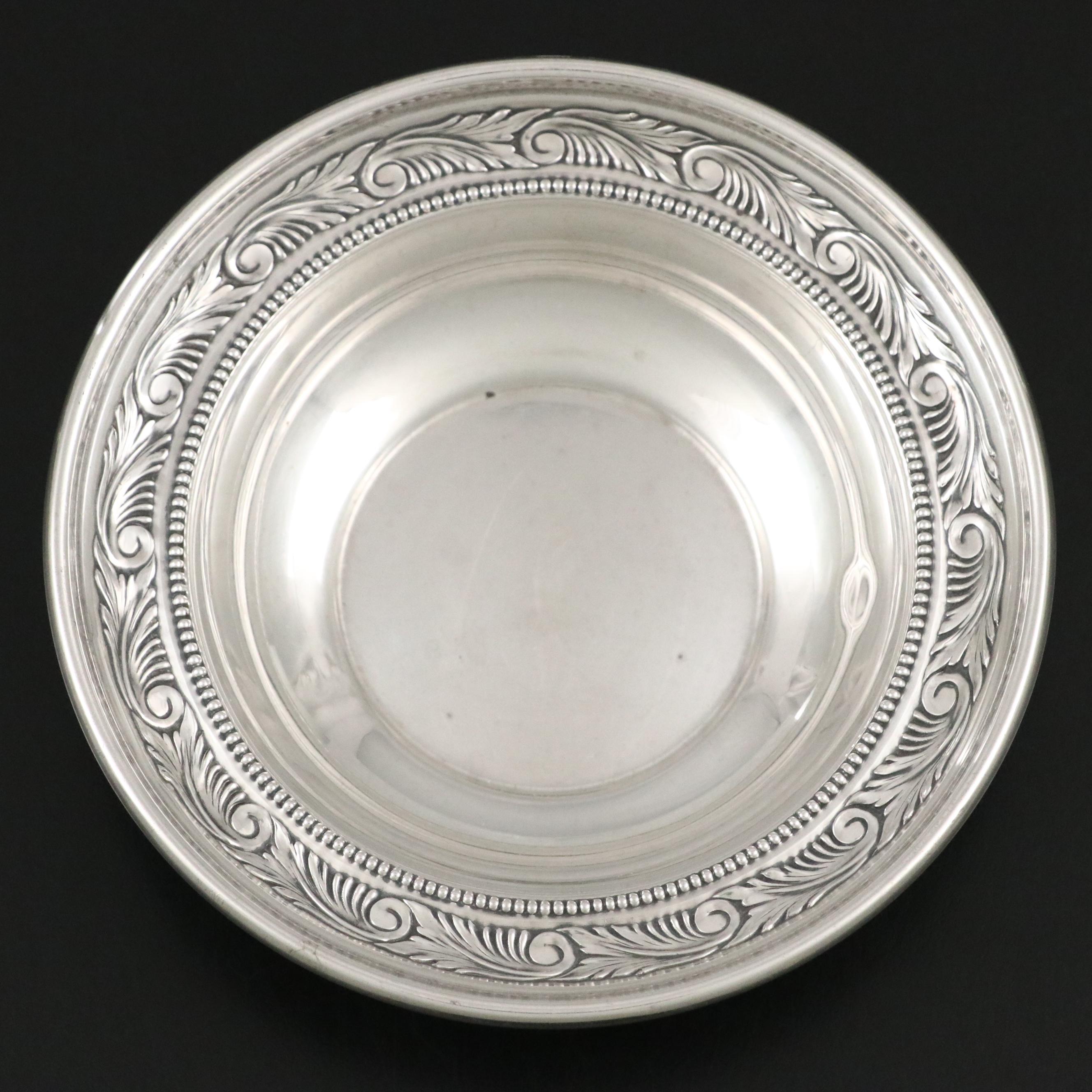 Reed and Barton Sterling Bonbon Bowl with Lunt Napkin Clip and Tongs and Others