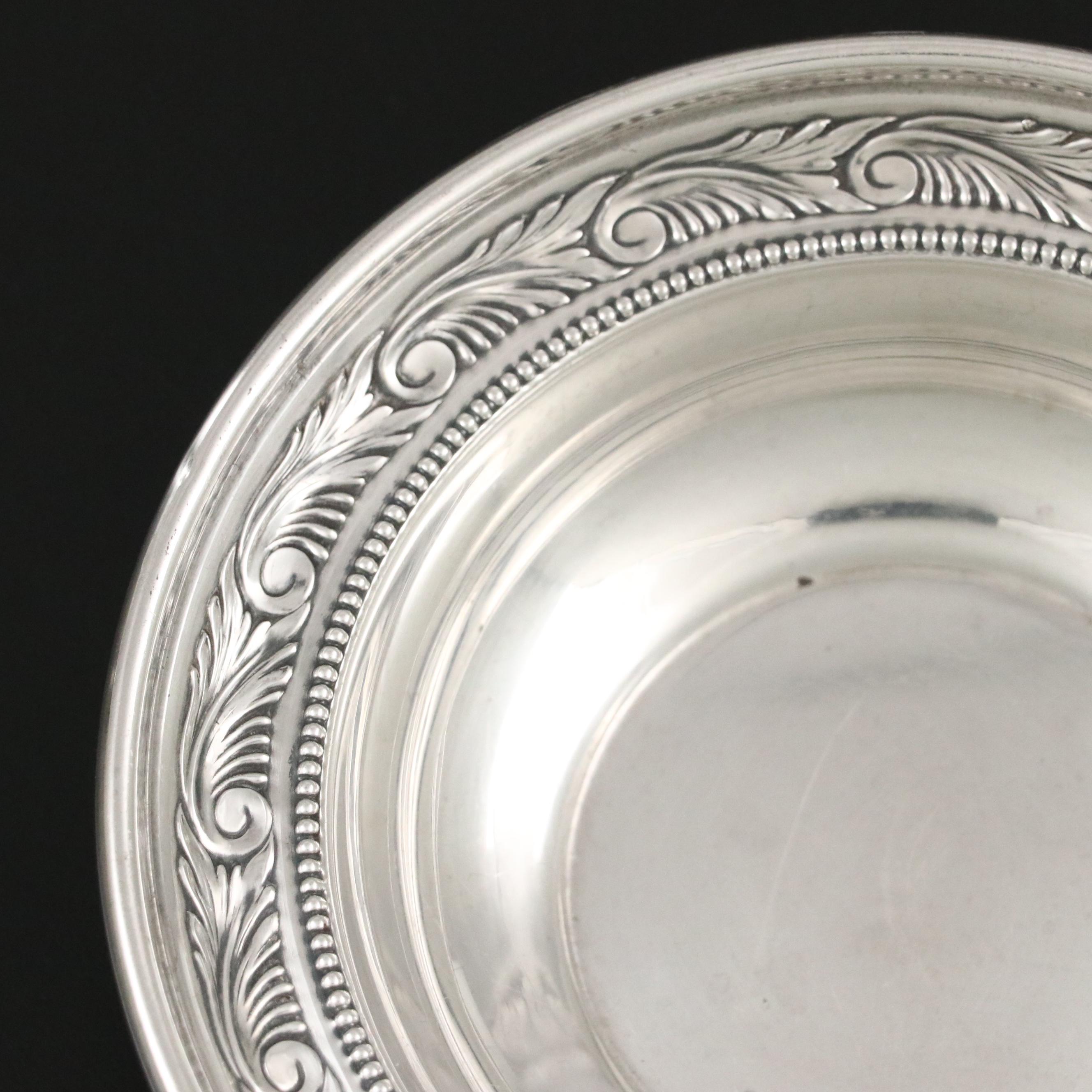 Reed and Barton Sterling Bonbon Bowl with Lunt Napkin Clip and Tongs and Others