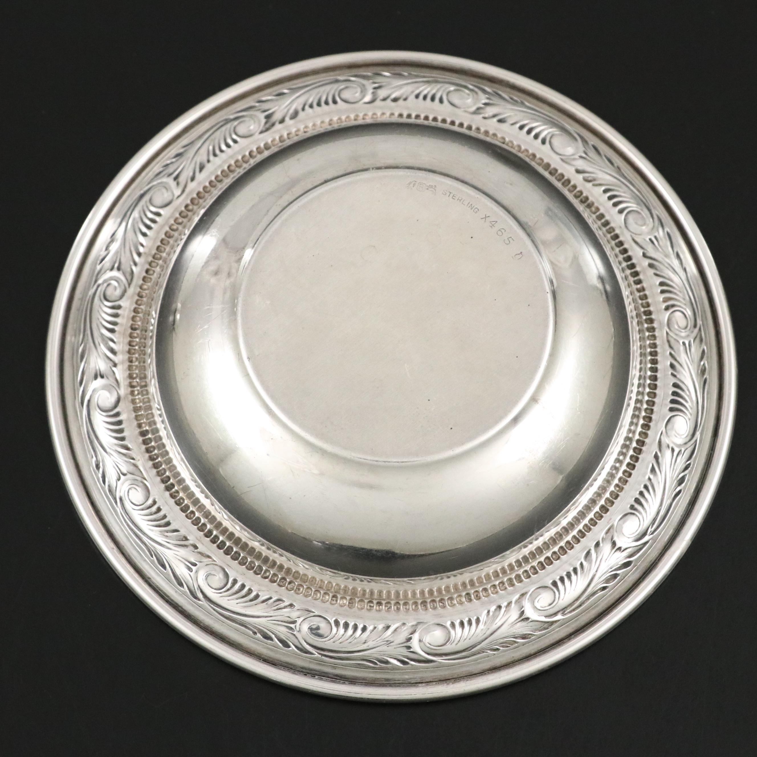 Reed and Barton Sterling Bonbon Bowl with Lunt Napkin Clip and Tongs and Others