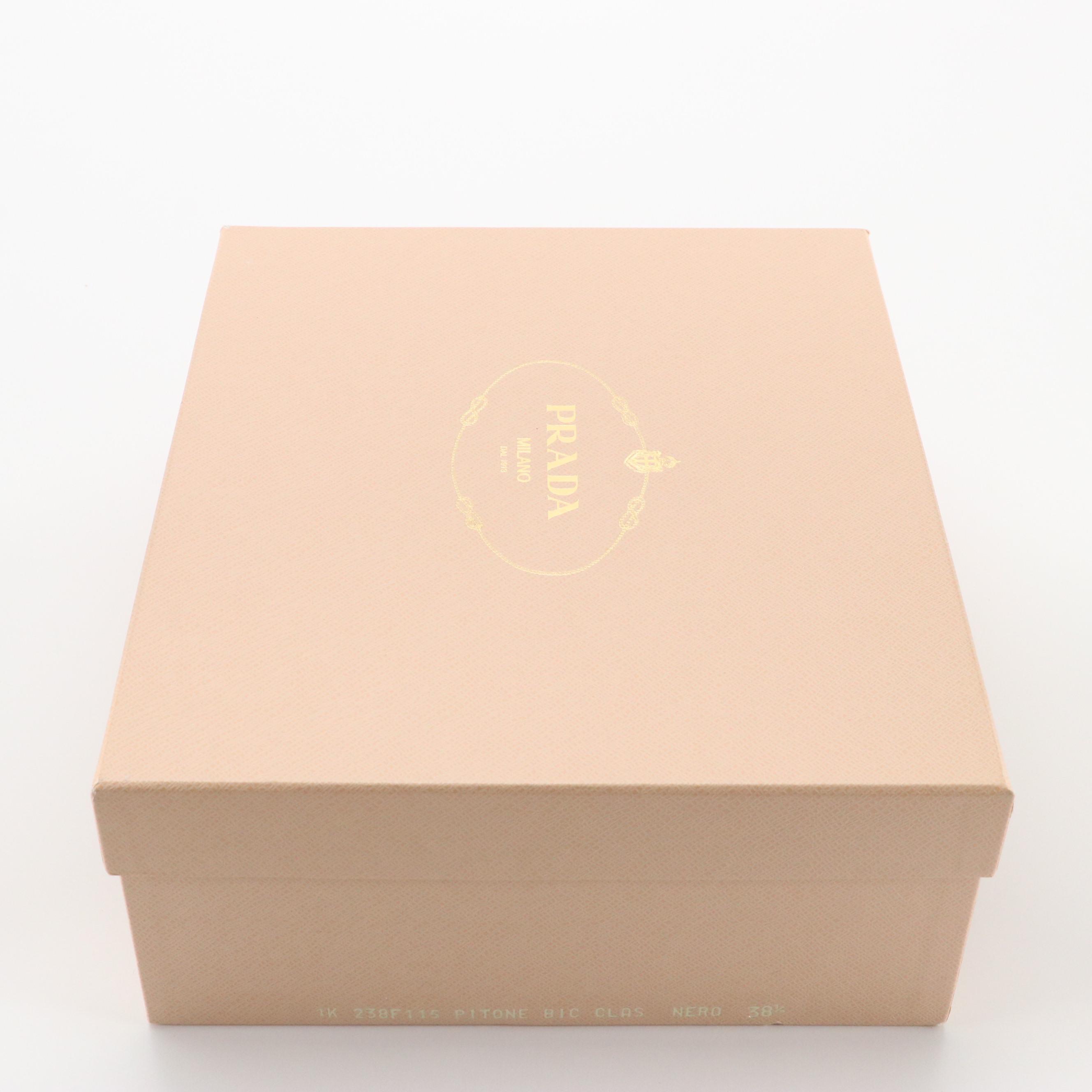 Prada Python Leather Peep-Toe Platform Ankle Strap Pumps, With Box