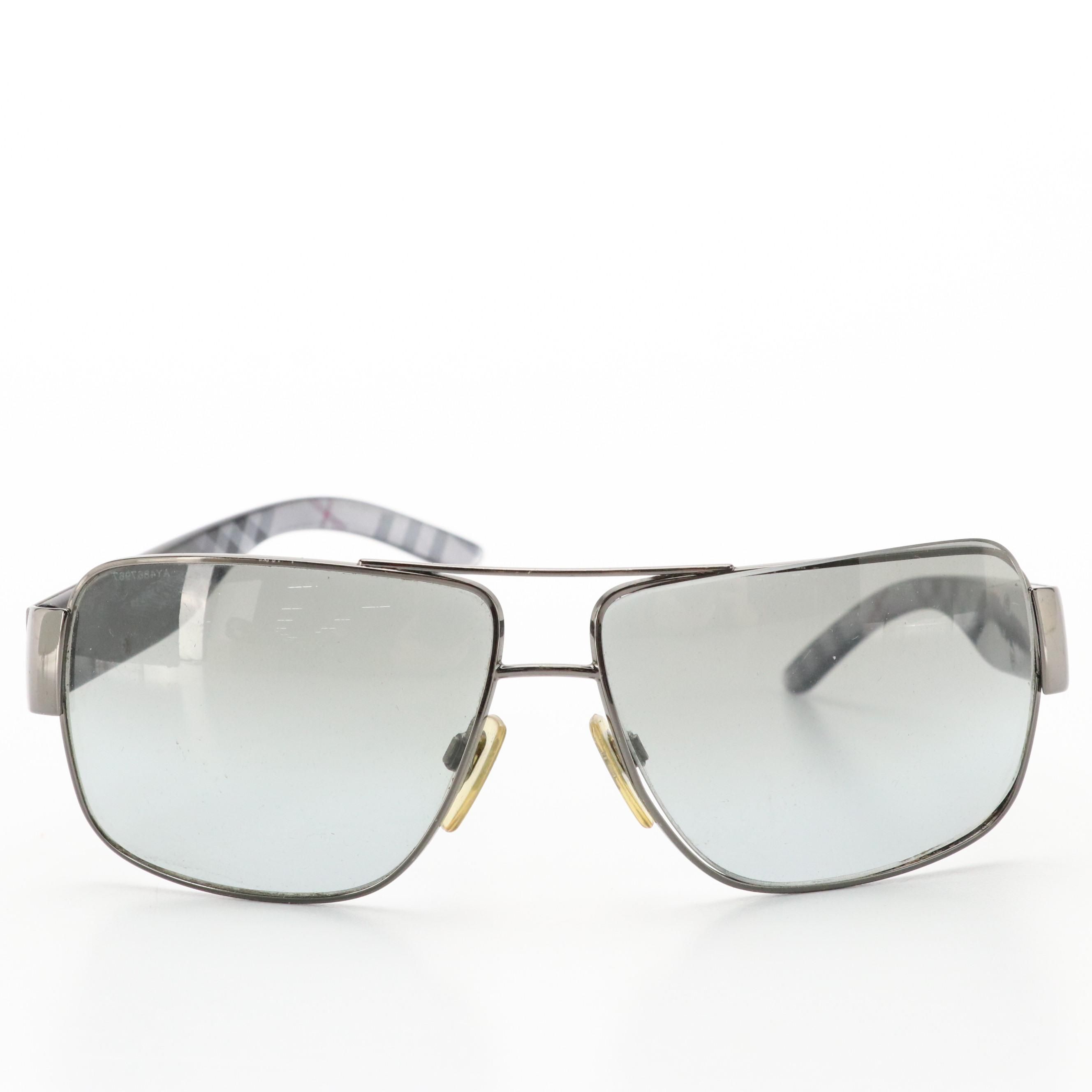 Men's Burberry B 3040 1057/11 Gunmetal Pilot Sunglasses in Case, With Box