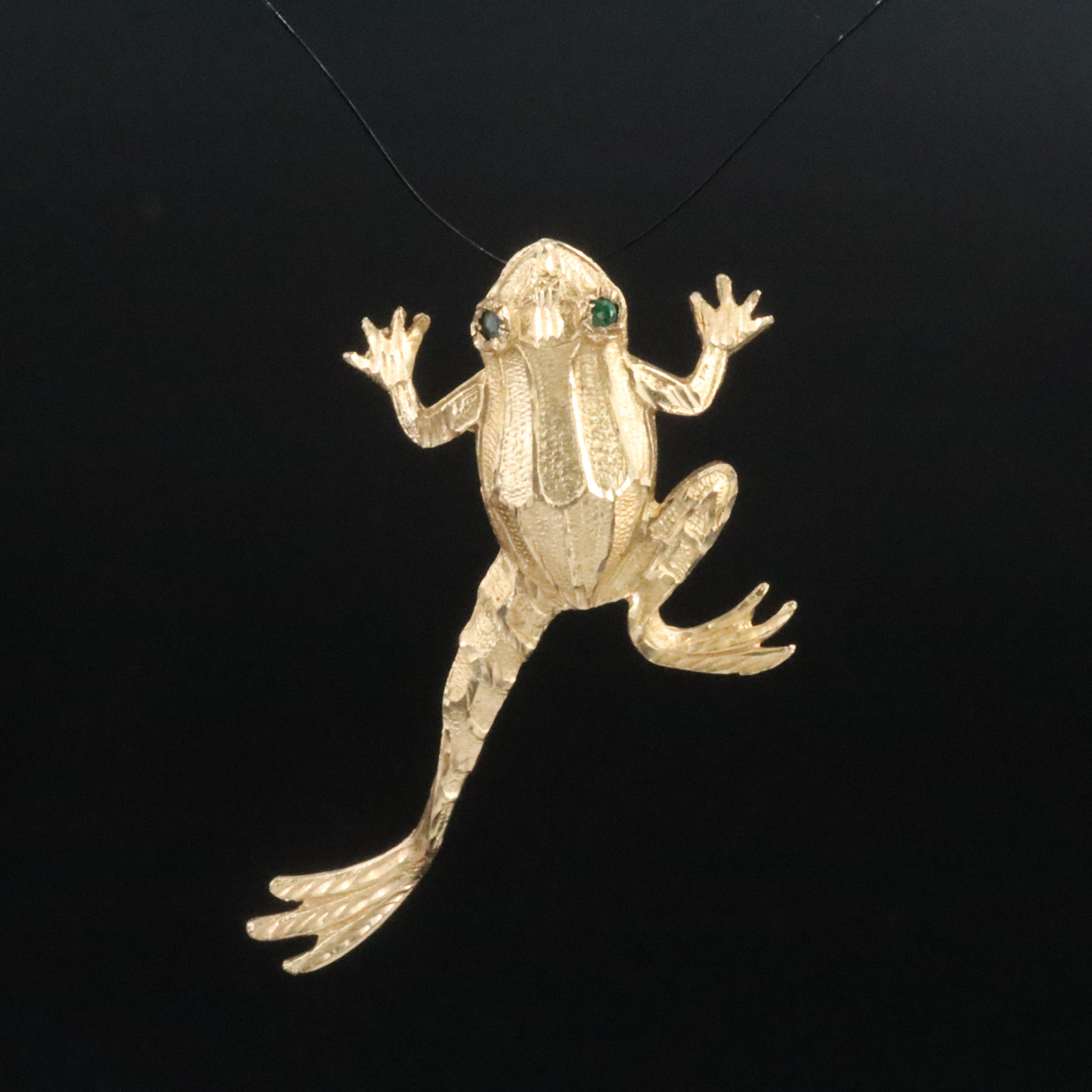 14K Emerald Frog Pendant