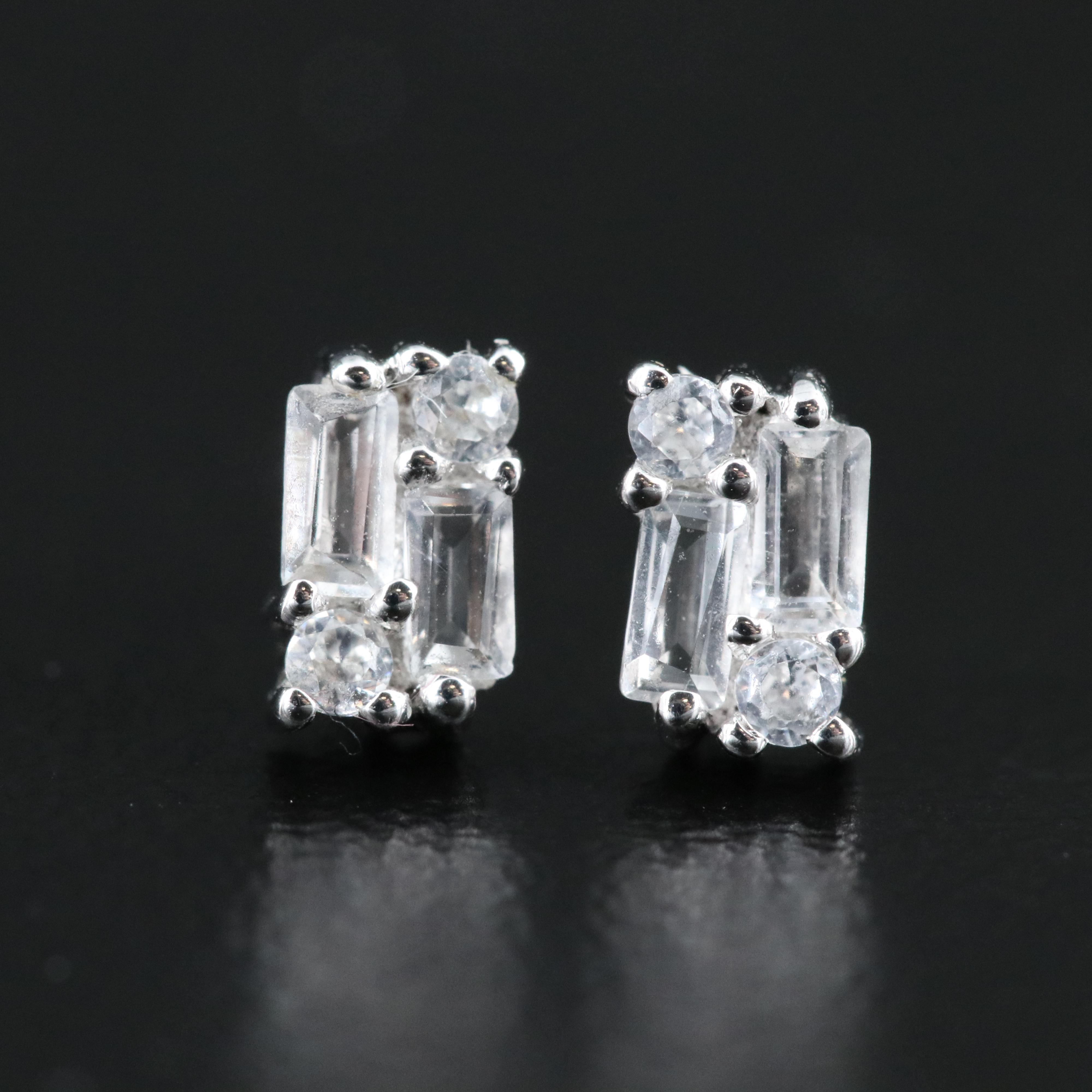 9K White Topaz Stud Earrings