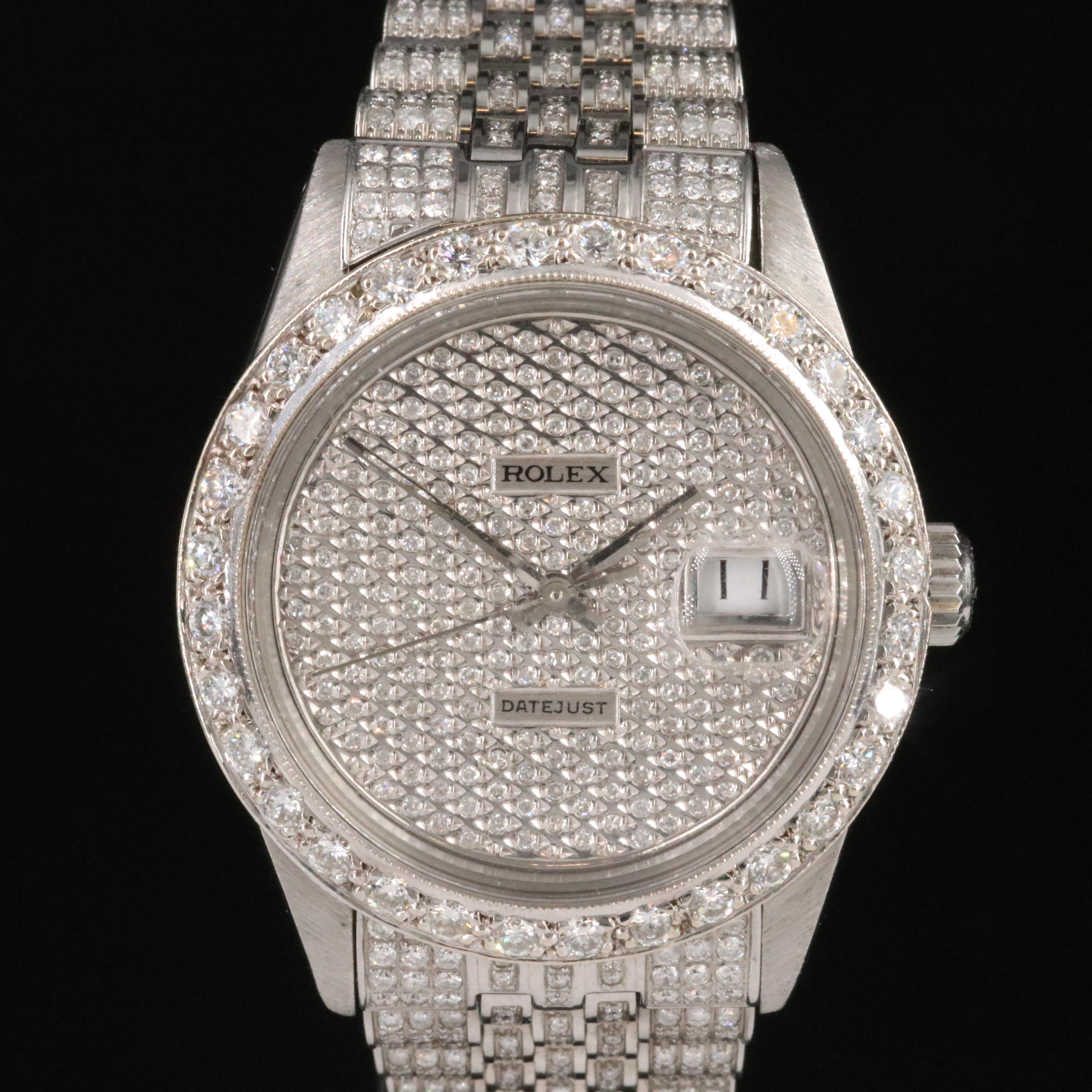 Rolex Datejust 16030 Custom 8.00 CTW Pavé Diamond Steel Automatic Watch