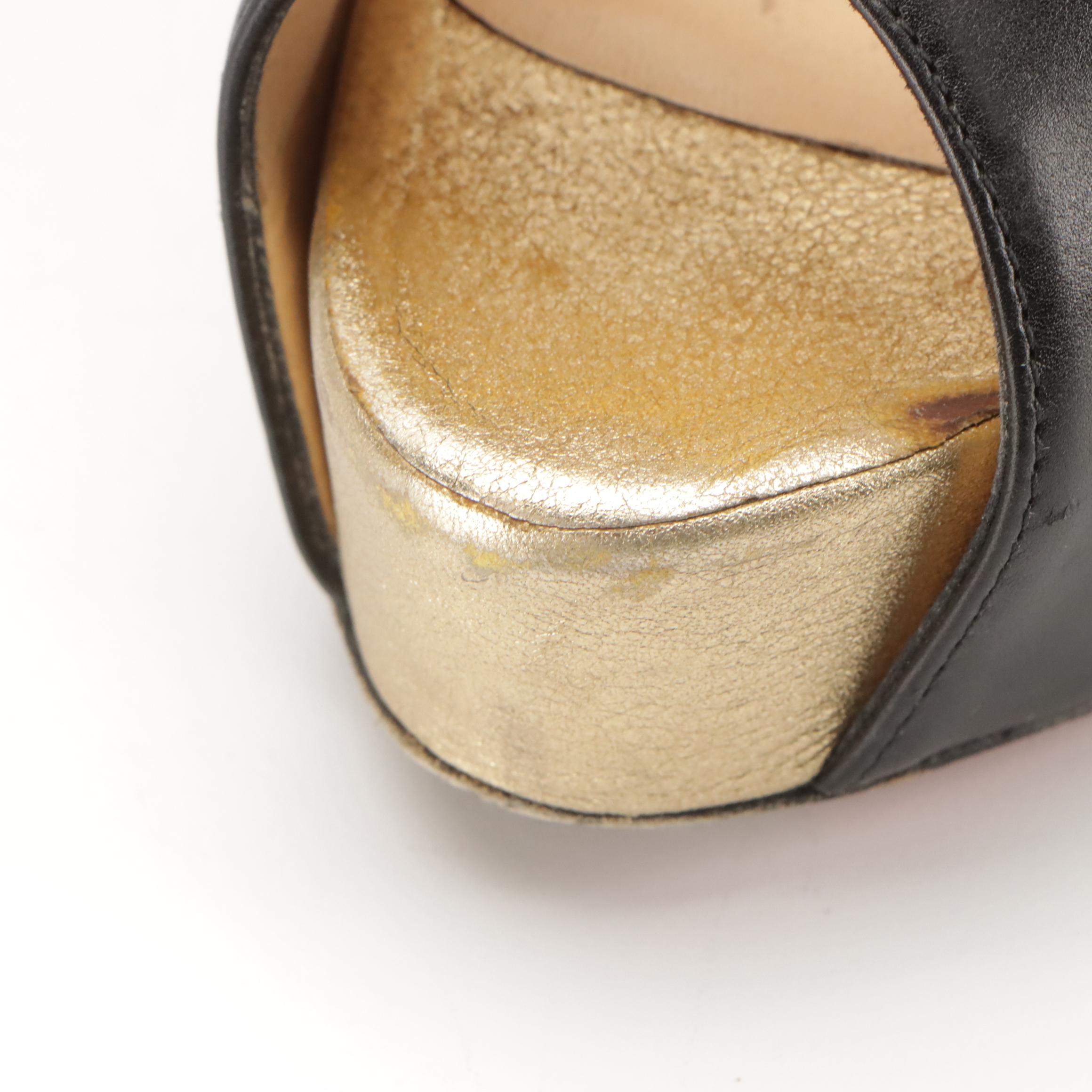 Christian Louboutin Platform Peep Toe 125 Slingback Pumps with Box