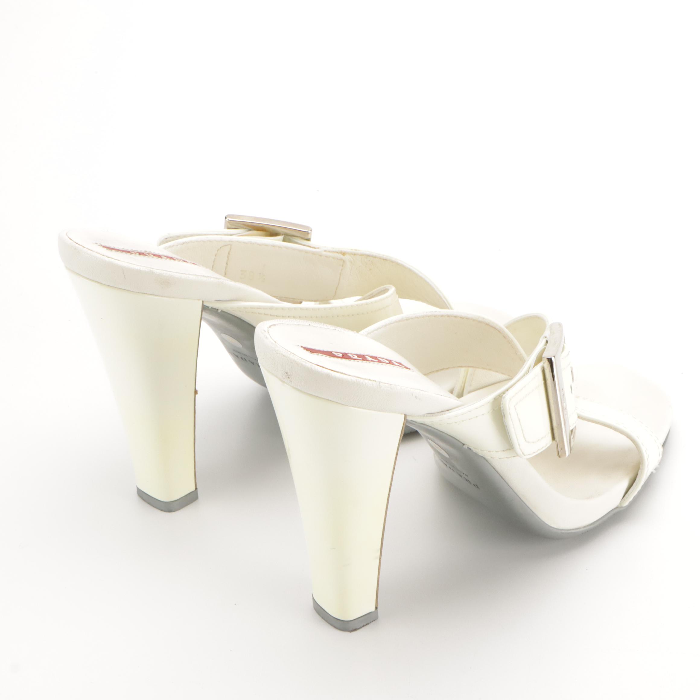 Prada Sport Criss Cross Buckle Strap Dress Sandals in Patent Leather with Box