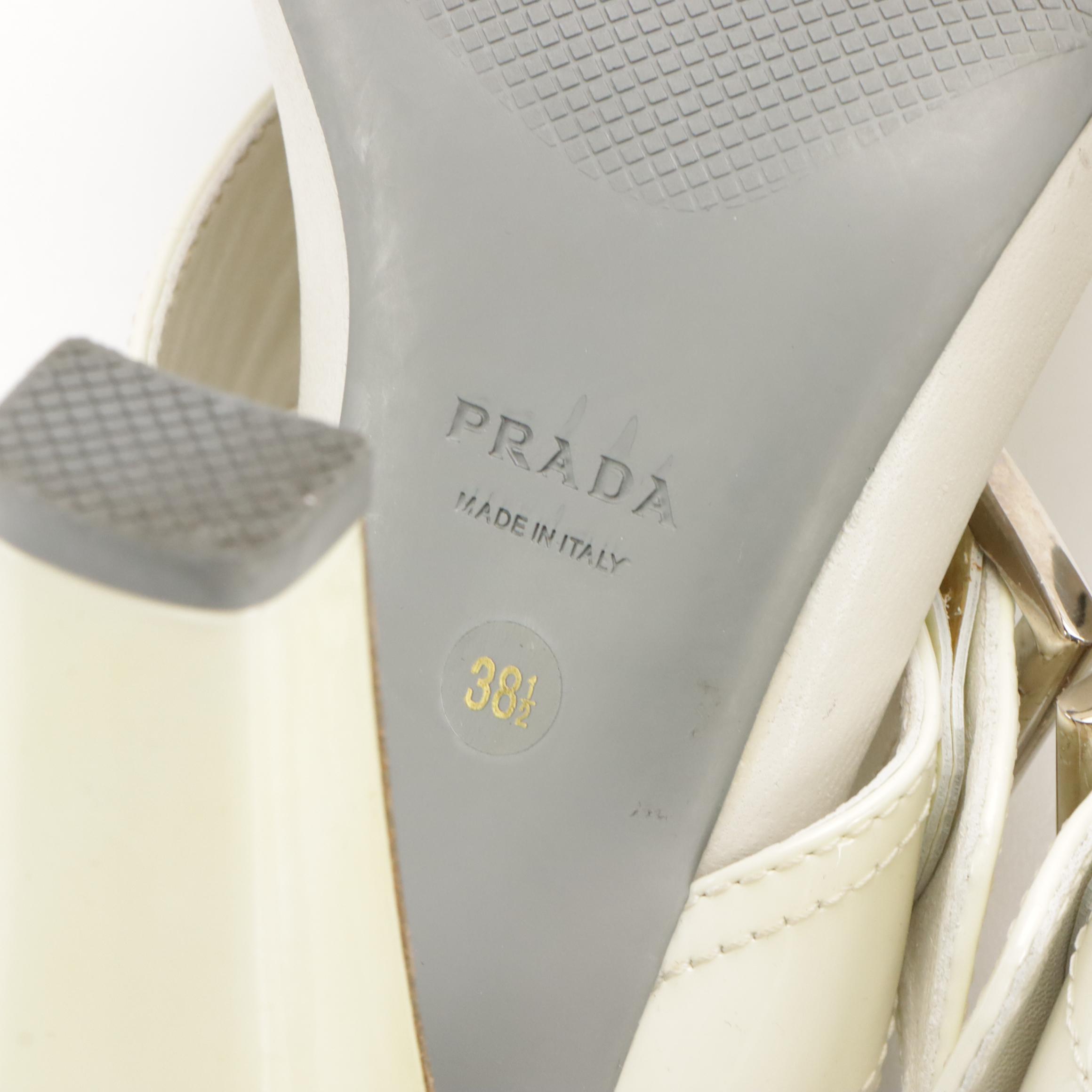 Prada Sport Criss Cross Buckle Strap Dress Sandals in Patent Leather with Box